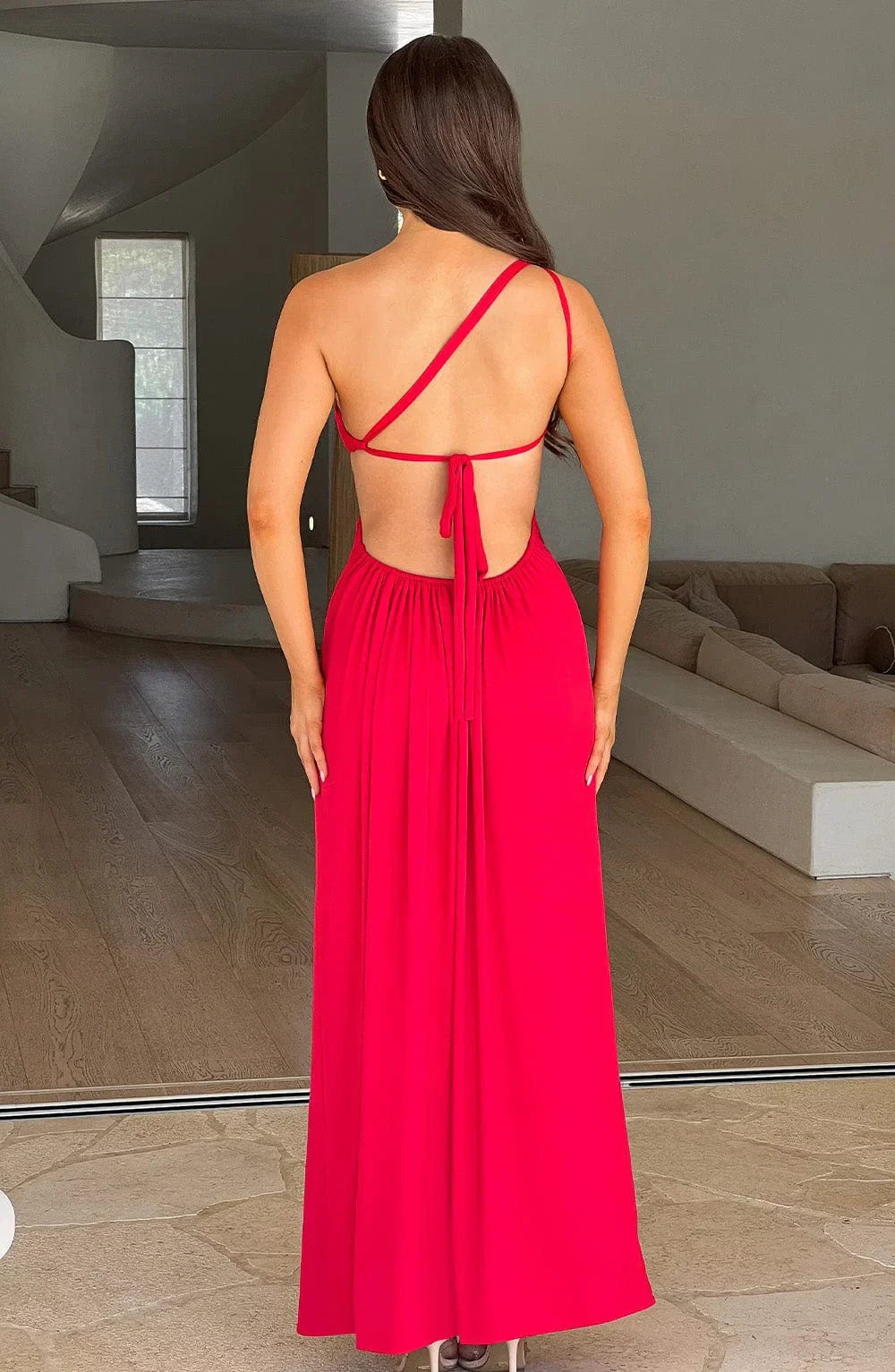 Harriet | Ein-Schulter-Maxikleid Schwarz | FormaLuxe