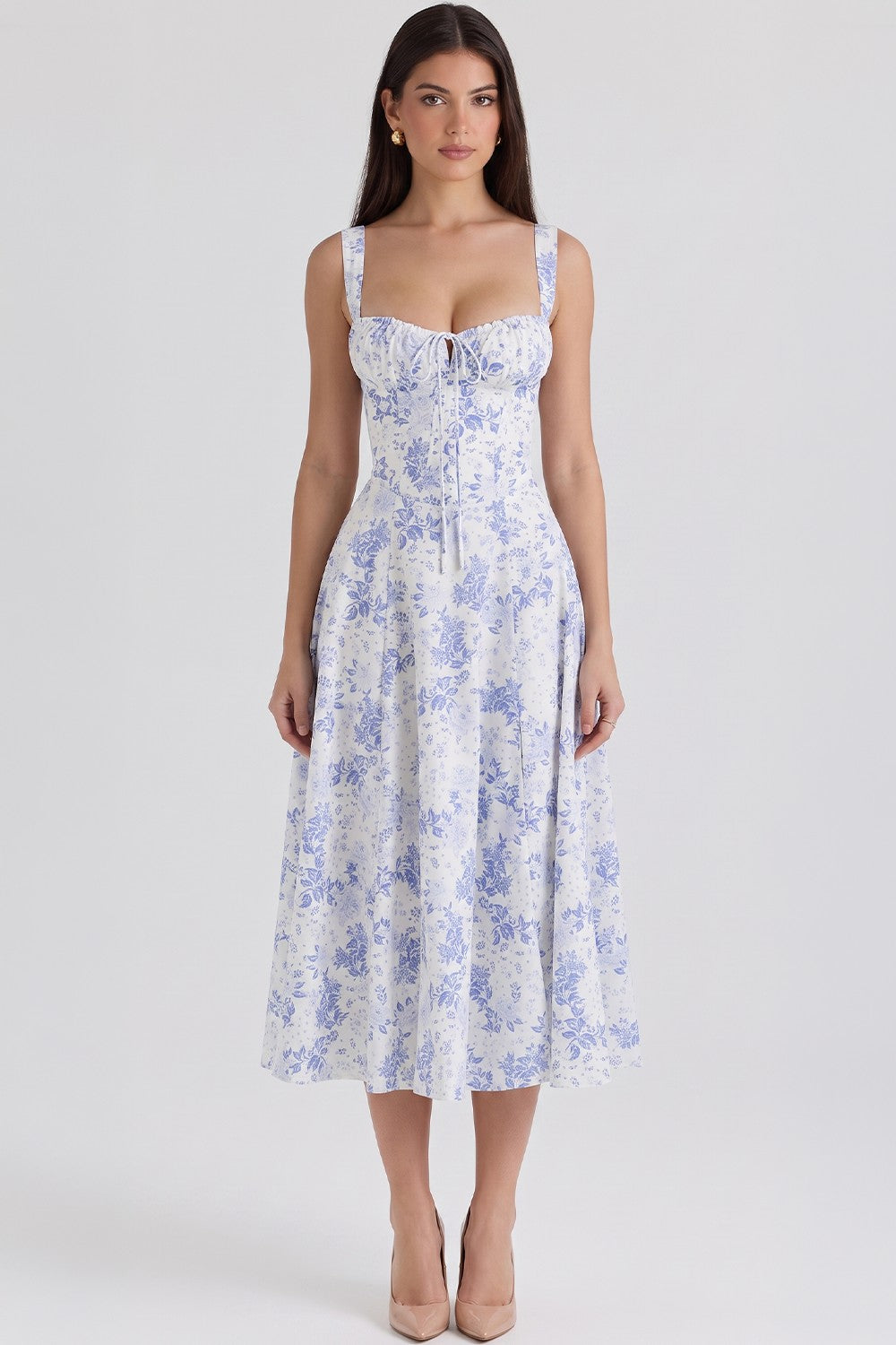 Noemi Bustier-Kleid in Blau geblümt