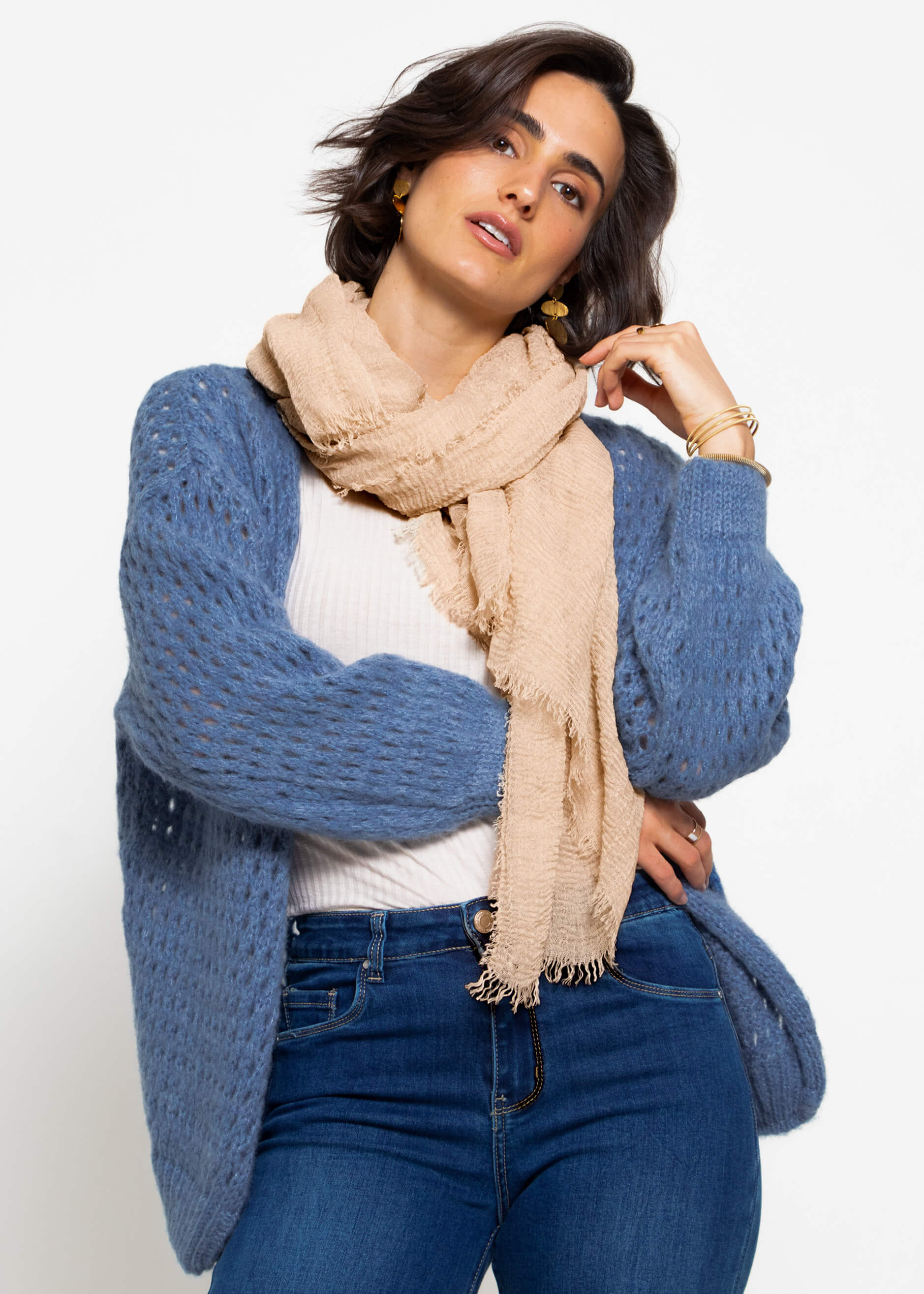 Musselin Schal, beige – Accessoires > Schals > Musselin | FormaLuxe