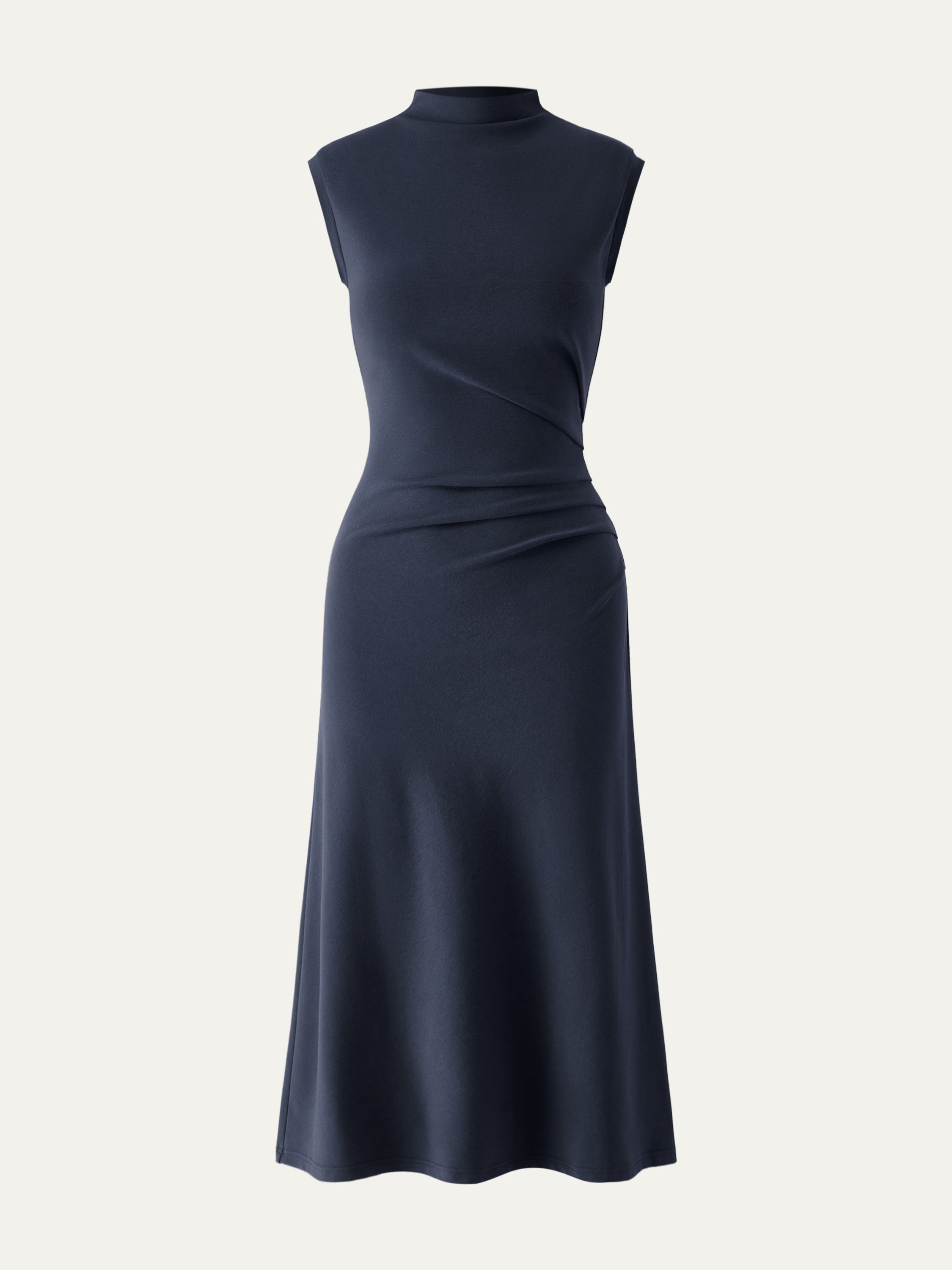 Mockneck Tucks Midi Dress Color – Women > Dresses > Midi Dresses | FormaLuxe
