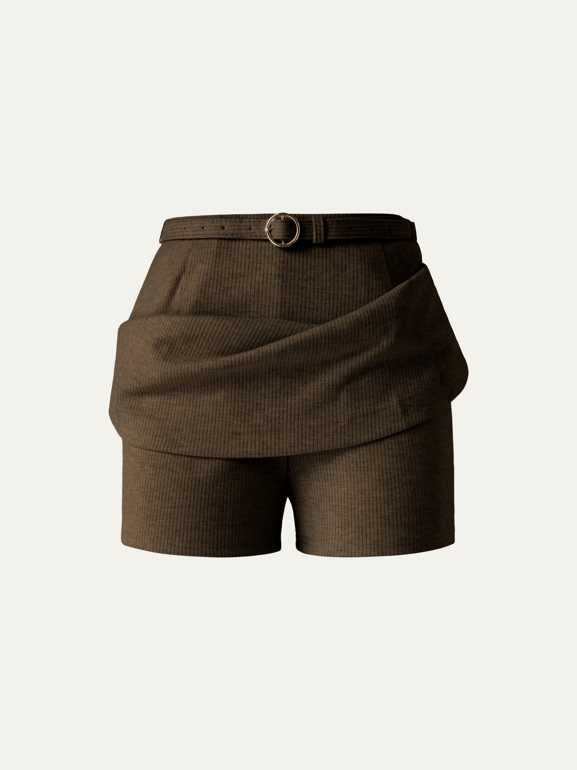 Belted Mini Skirt With Shorts Oliver Coffee – Women > Bottoms > Skirts | FormaLuxe