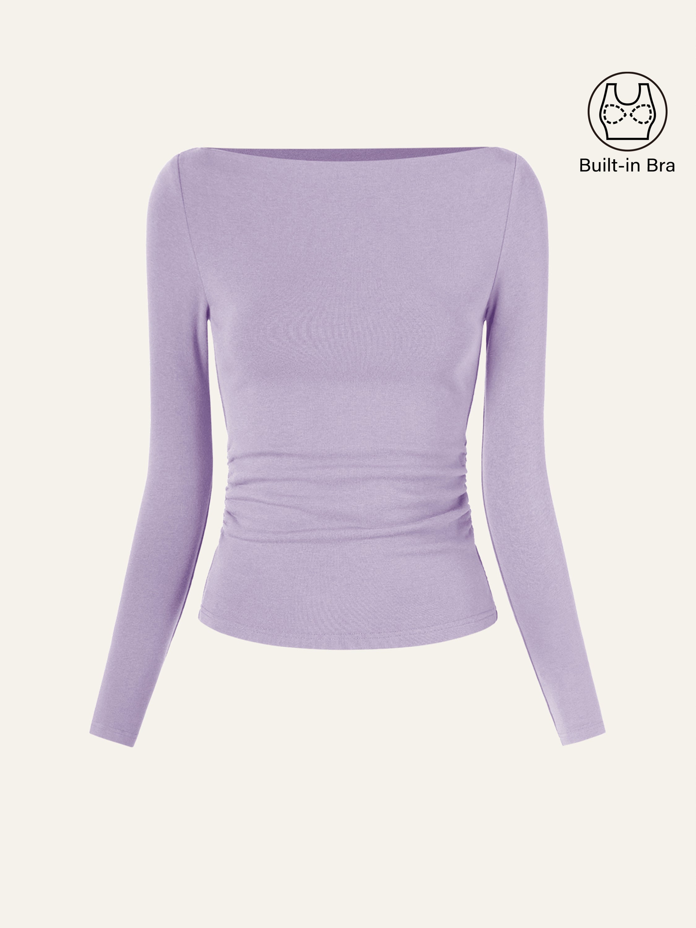 Modern Side Ruched Boatneck Brami Top Sea Glass – Women > Tops > Bra Tops | FormaLuxe