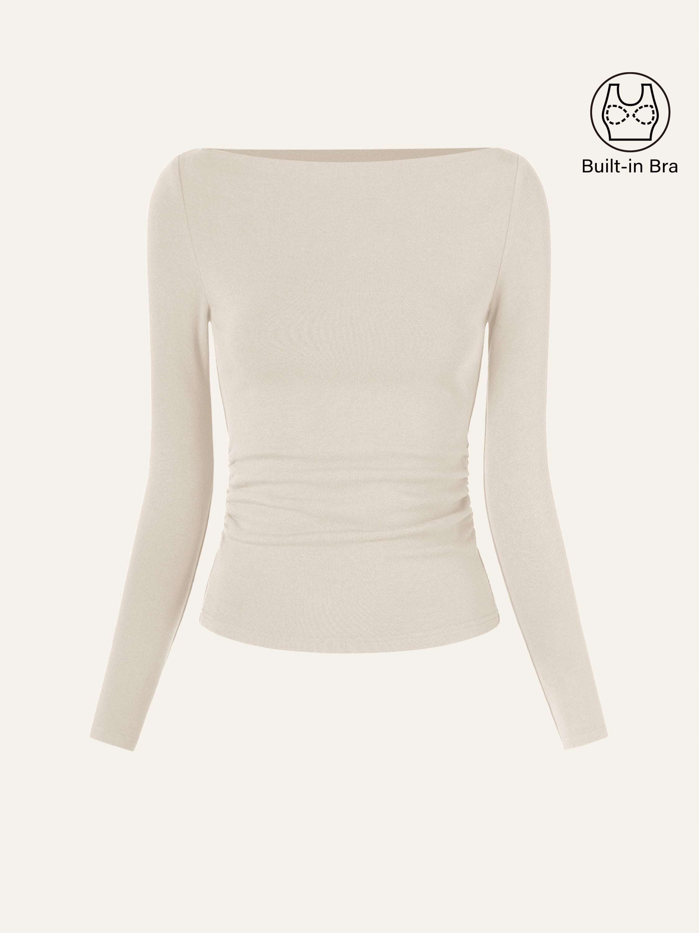 Modern Side Ruched Boatneck Brami Top Sea Glass – Women > Tops > Bra Tops | FormaLuxe