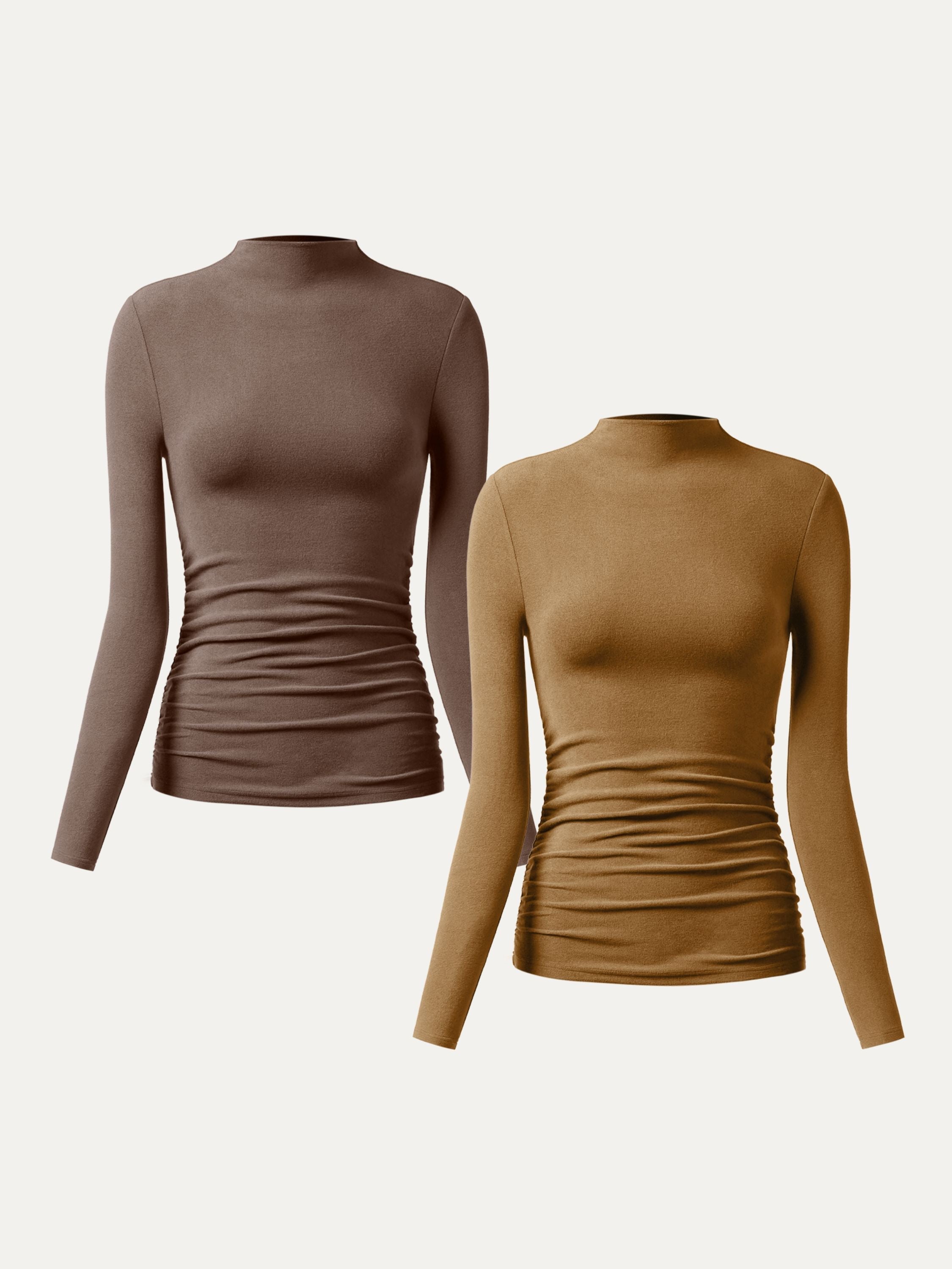 Top à col montant et côtés froncés Eco-Mousse® Off White/Dusk Blue – Femmes > Hauts > Chemises&Hauts | FormaLuxe
