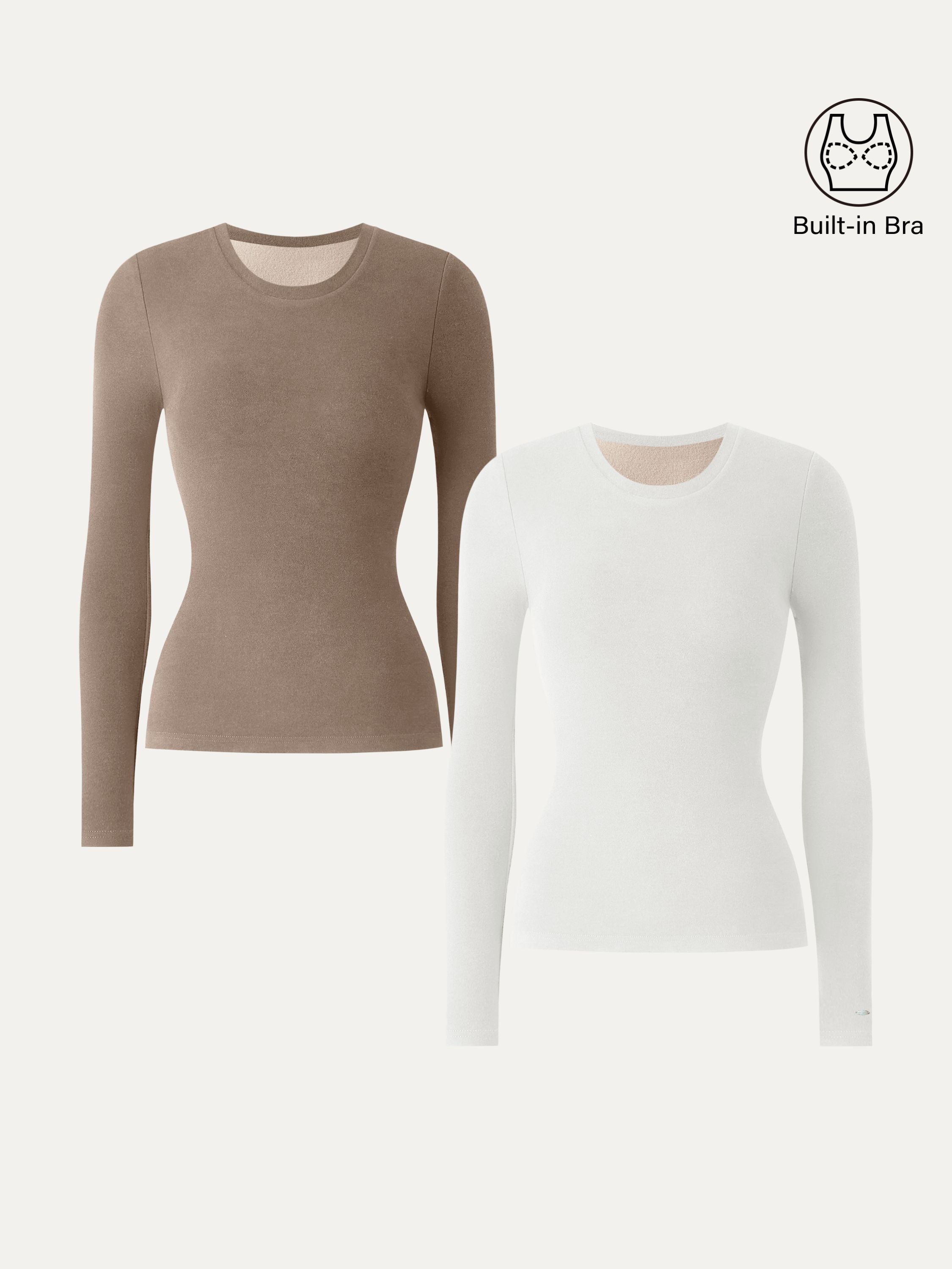 MaxWarm Crewneck Long Sleeve Brami Smoky Navy – Women > Tops > Bra Tops | FormaLuxe