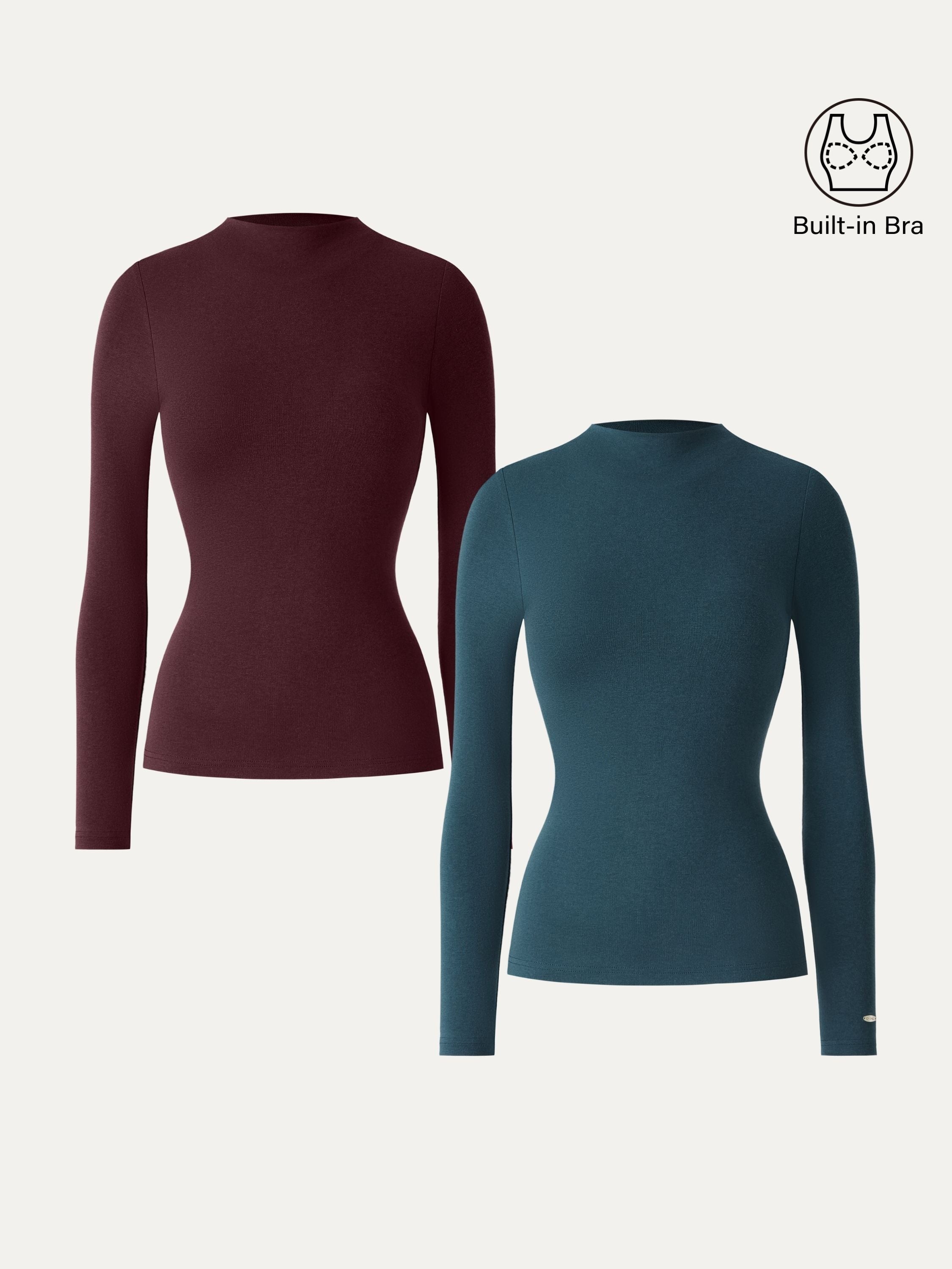 LiteWarm Mockneck Long Sleeve Brami Forest Night – Women > Tops > Bra Tops | FormaLuxe