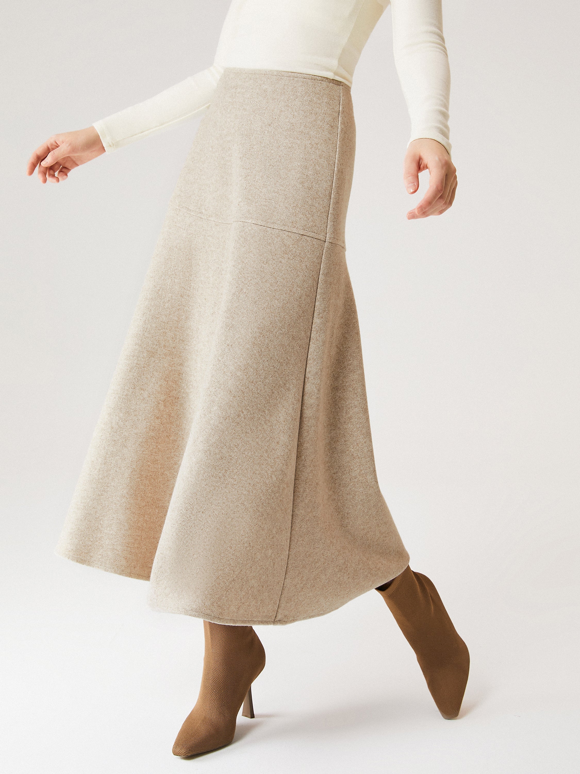 Jupe maxi évasée façon cachemire Heather Morganite – Femmes > Bas > Jupes | FormaLuxe