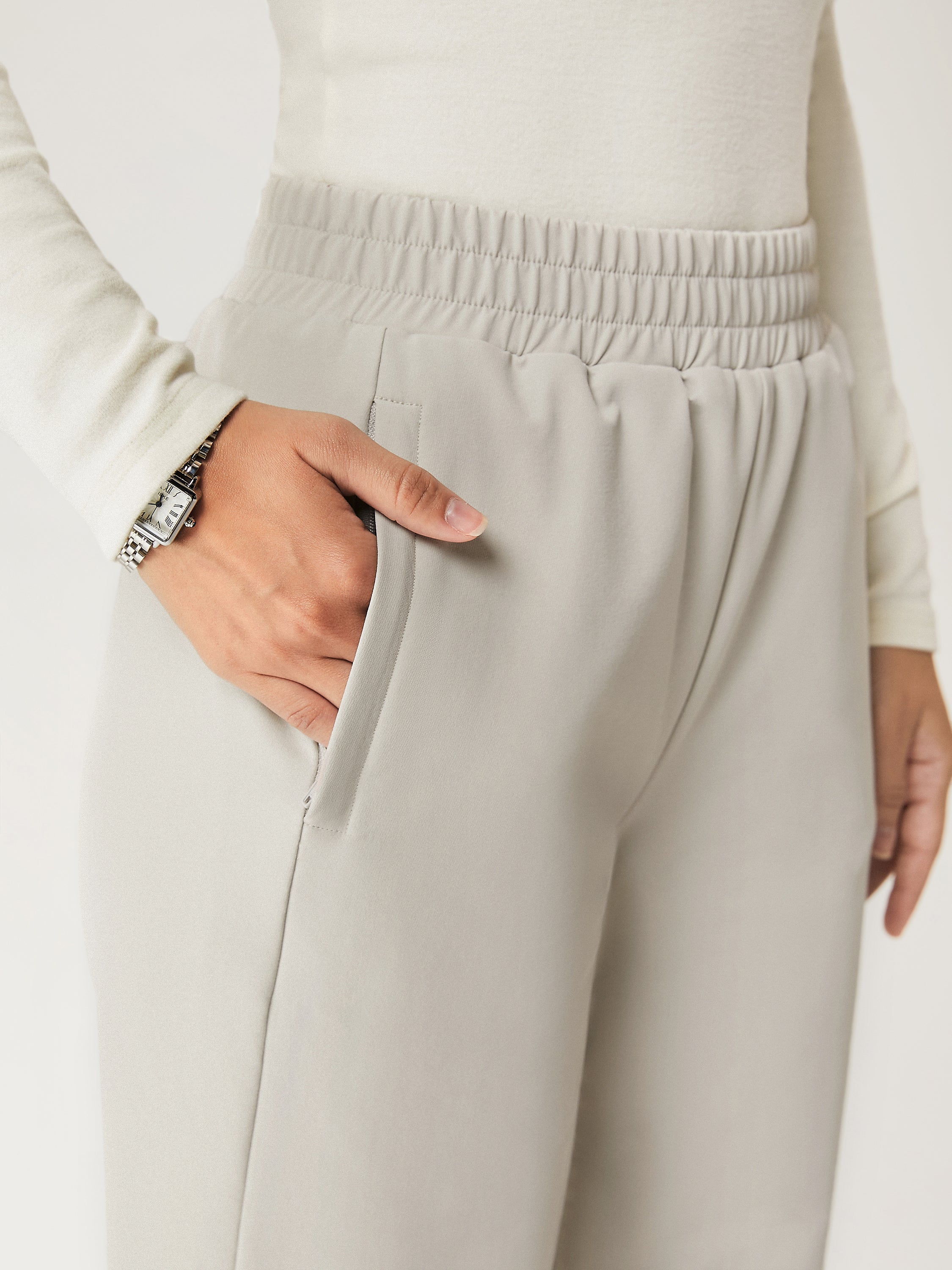 Pantalon à Taille Élastique Doublé en Polaire Imperméable Gainsboro – Femmes > Bas > Pantalons | FormaLuxe