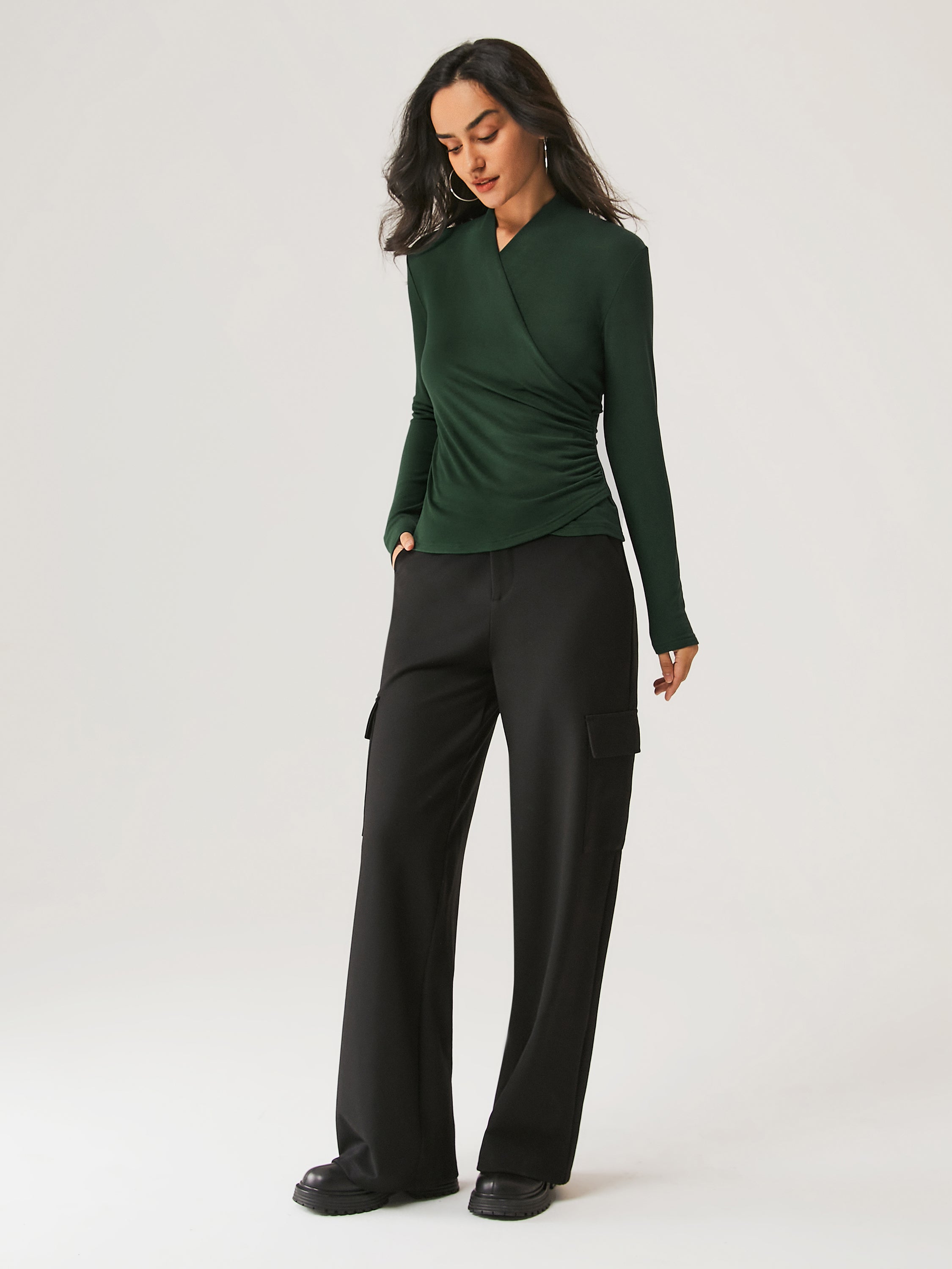Top à Manches Longues Surplice Thermique Eco-Mousse®3.0 Bush Green – Femmes > Hauts > Chemises&Hauts | FormaLuxe