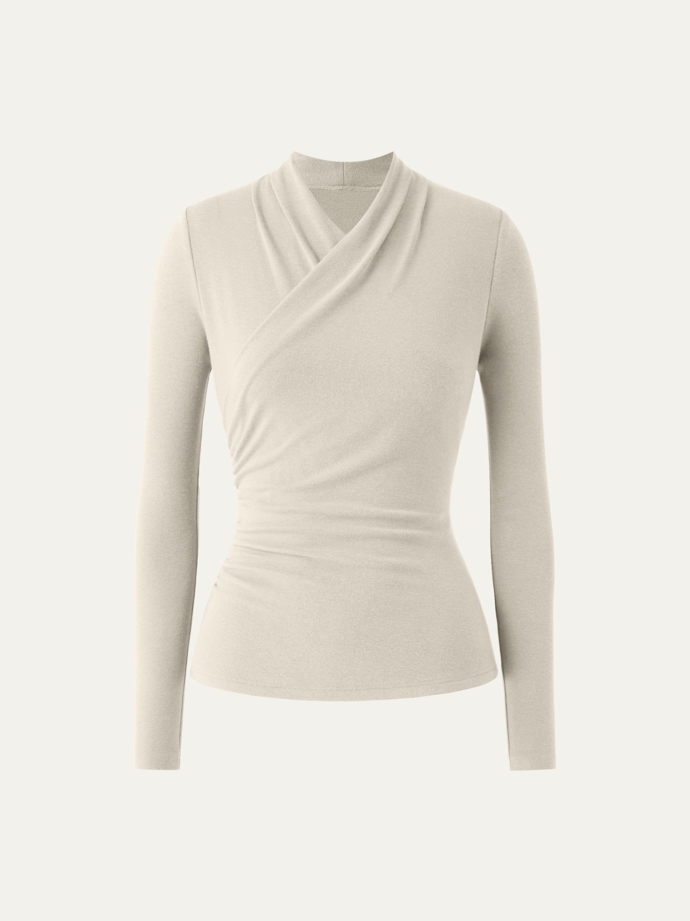 Surplice Long Sleeve Top Cinnamon Buff – Women > Tops > Shirts&Tops | FormaLuxe