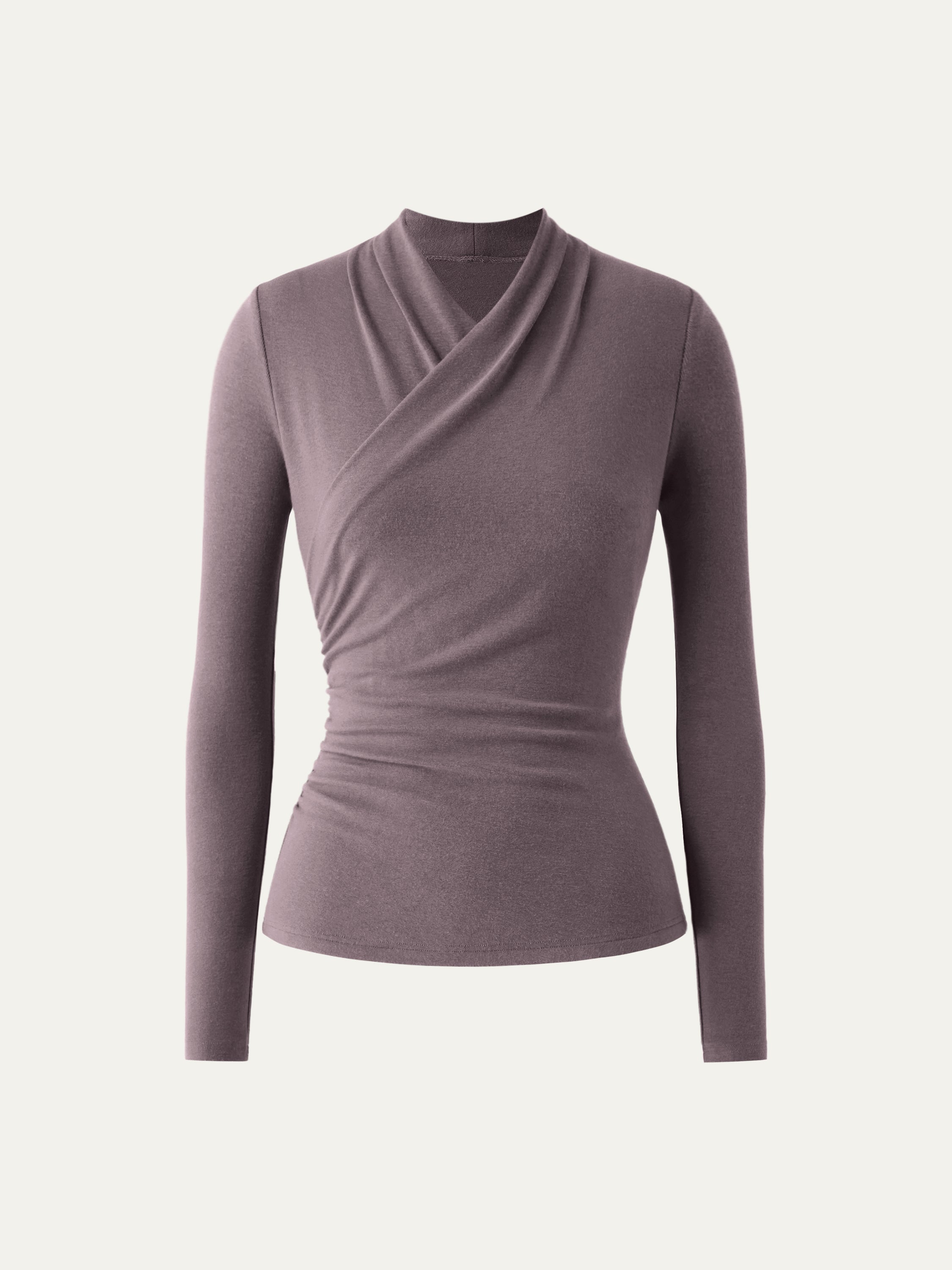 Surplice Long Sleeve Top Cinnamon Buff – Women > Tops > Shirts&Tops | FormaLuxe