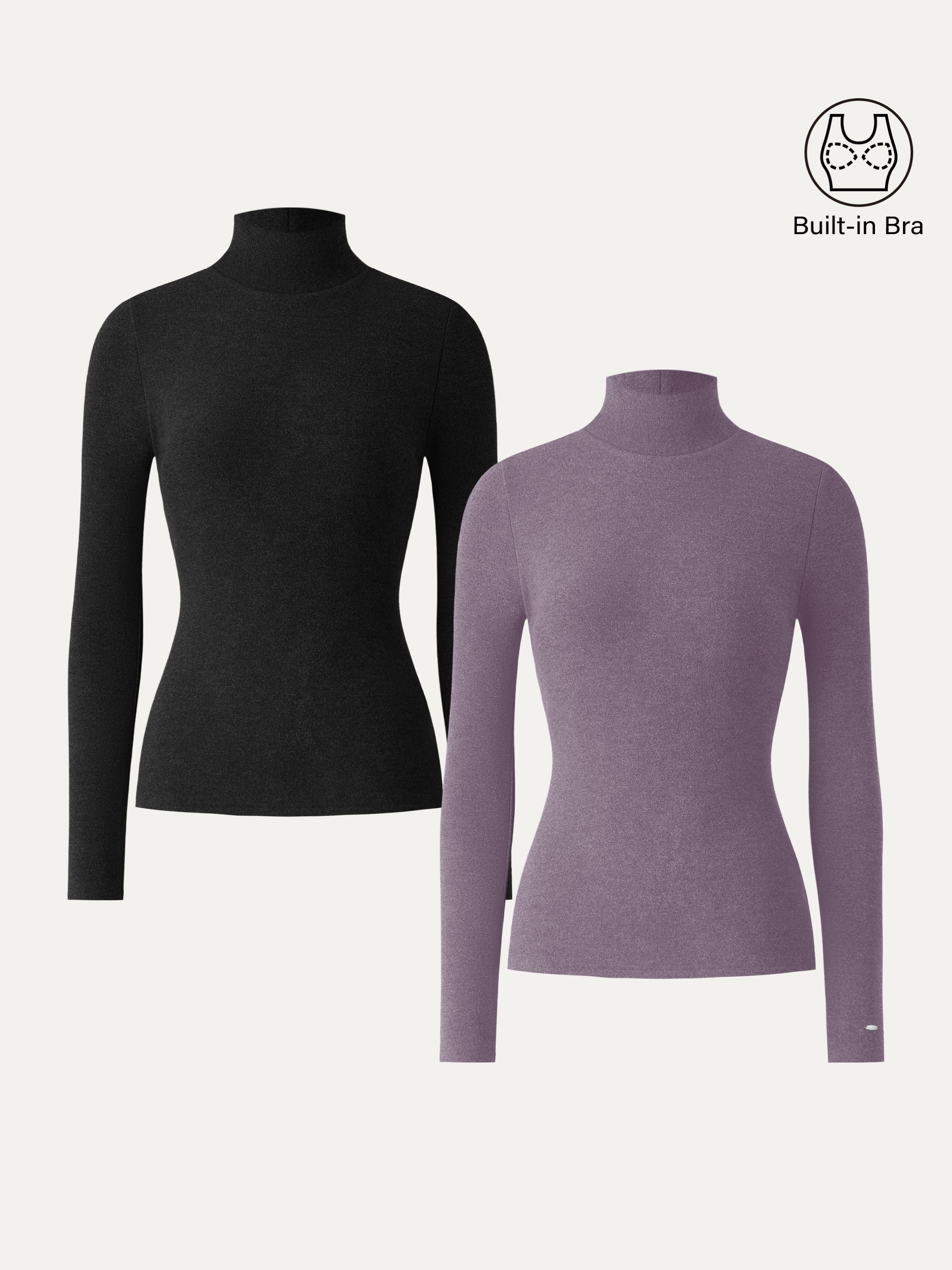 MaxWarm Turtleneck Long Sleeve Brami Heather Black – Women > Tops > Bra Tops | FormaLuxe
