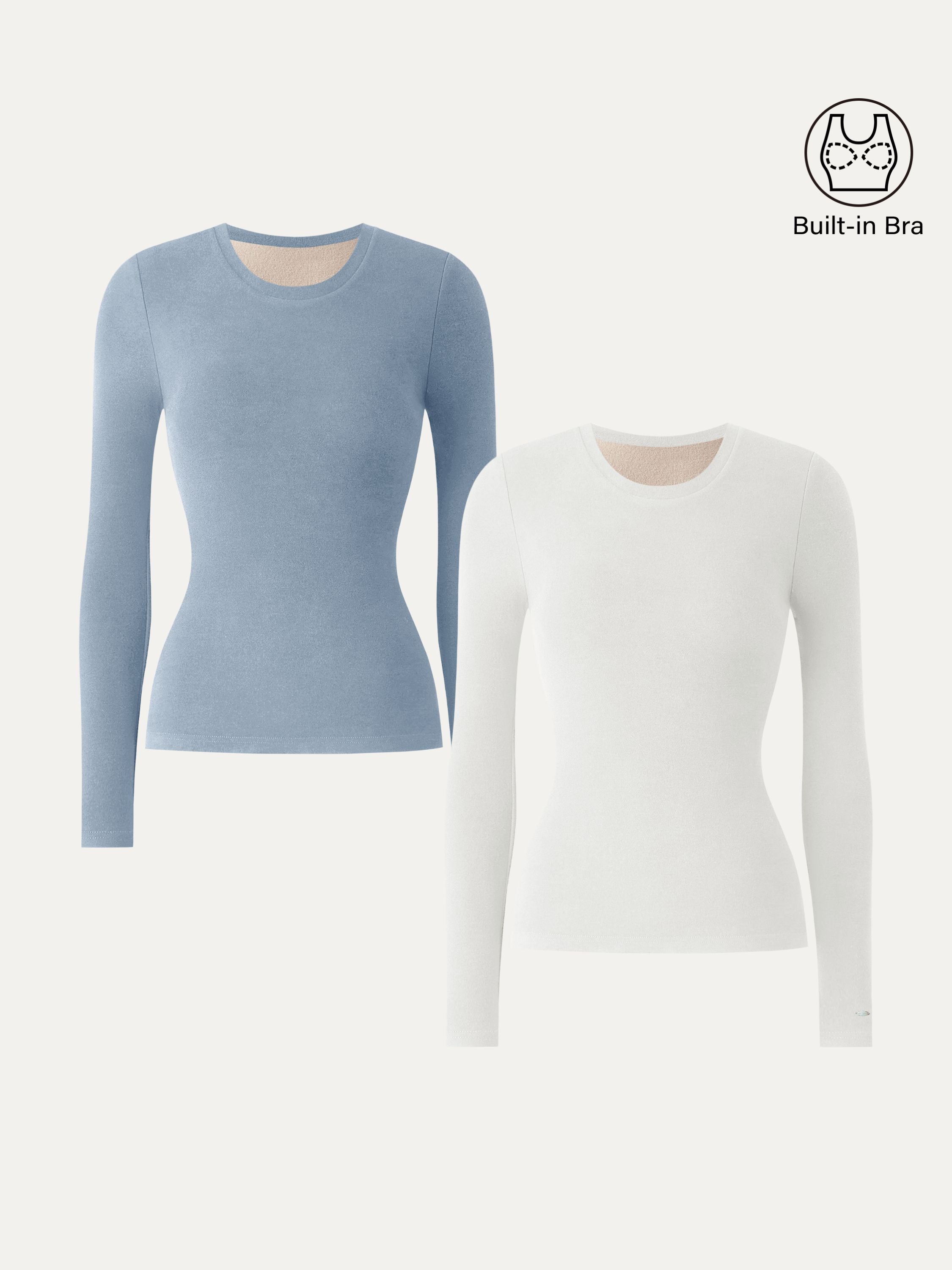 MaxWarm Crewneck Long Sleeve Brami Smoky Navy – Women > Tops > Bra Tops | FormaLuxe