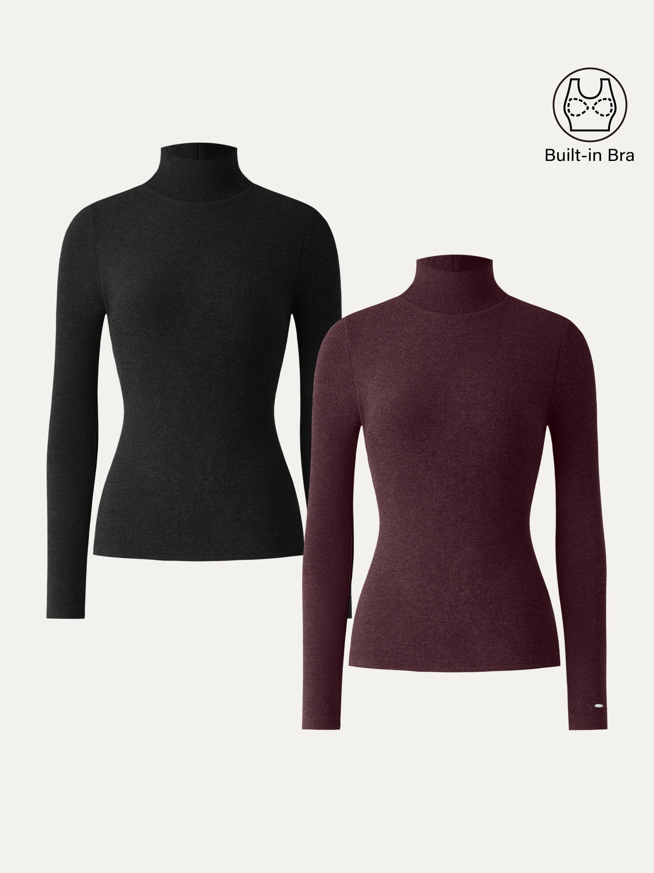 MaxWarm Turtleneck Long Sleeve Brami Heather Black – Women > Tops > Bra Tops | FormaLuxe