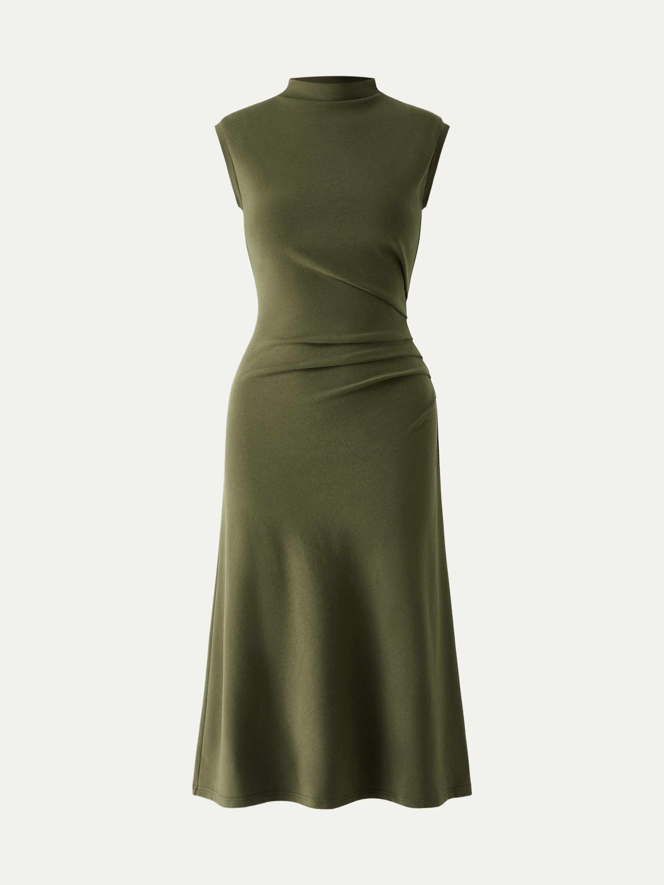 Mockneck Tucks Midi Dress Color – Women > Dresses > Midi Dresses | FormaLuxe