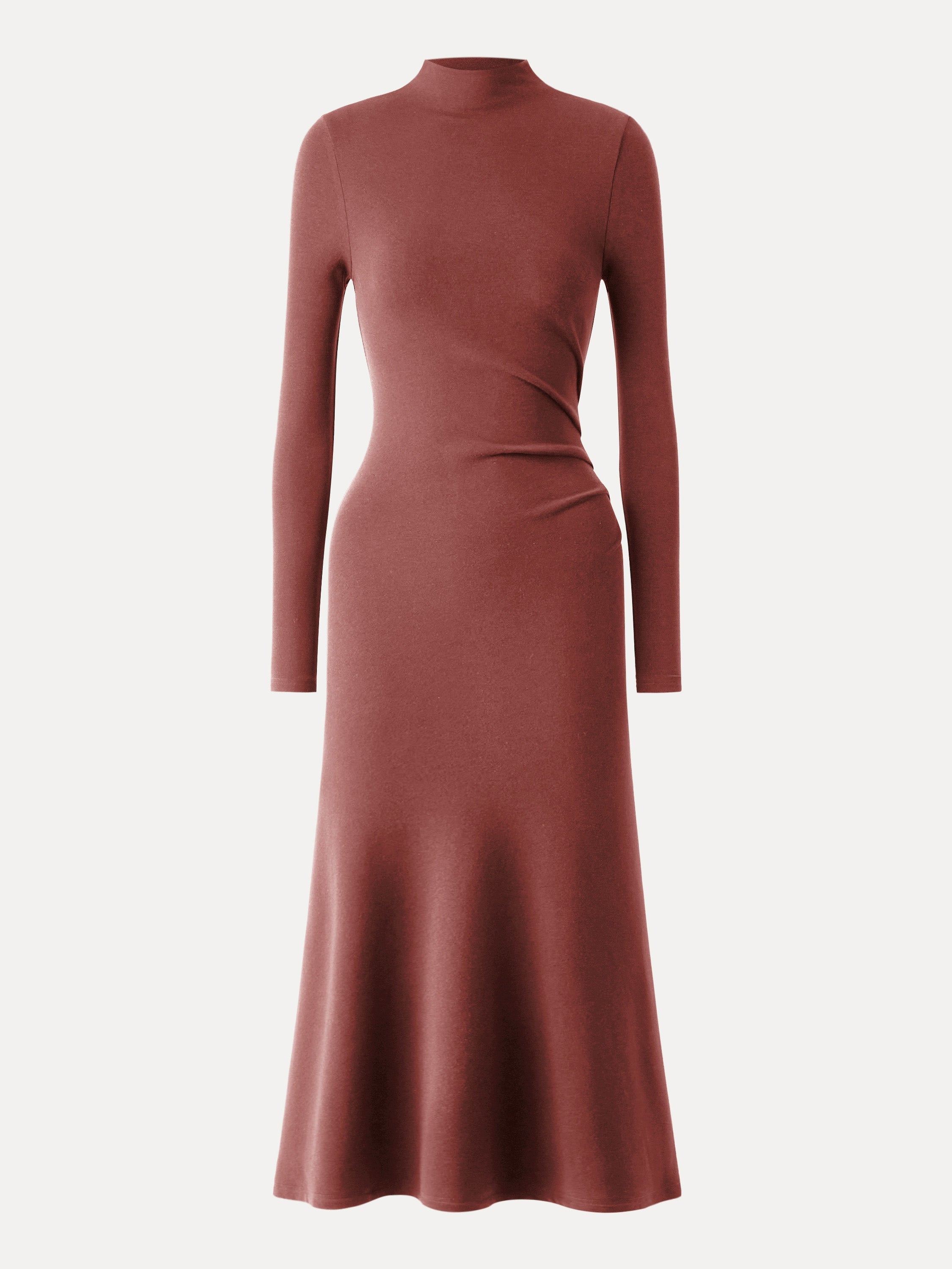 ProWarm Long Sleeves Mockneck Tucks Midi Dress Midnight Navy – Women > Dresses > Midi Dresses | FormaLuxe