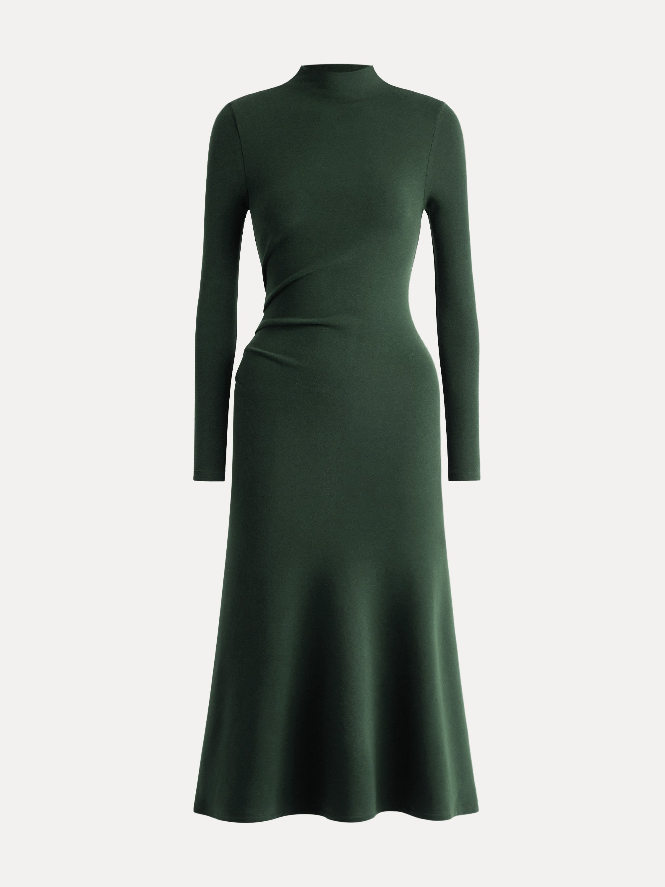 ProWarm Long Sleeves Mockneck Tucks Midi Dress Midnight Navy – Women > Dresses > Midi Dresses | FormaLuxe