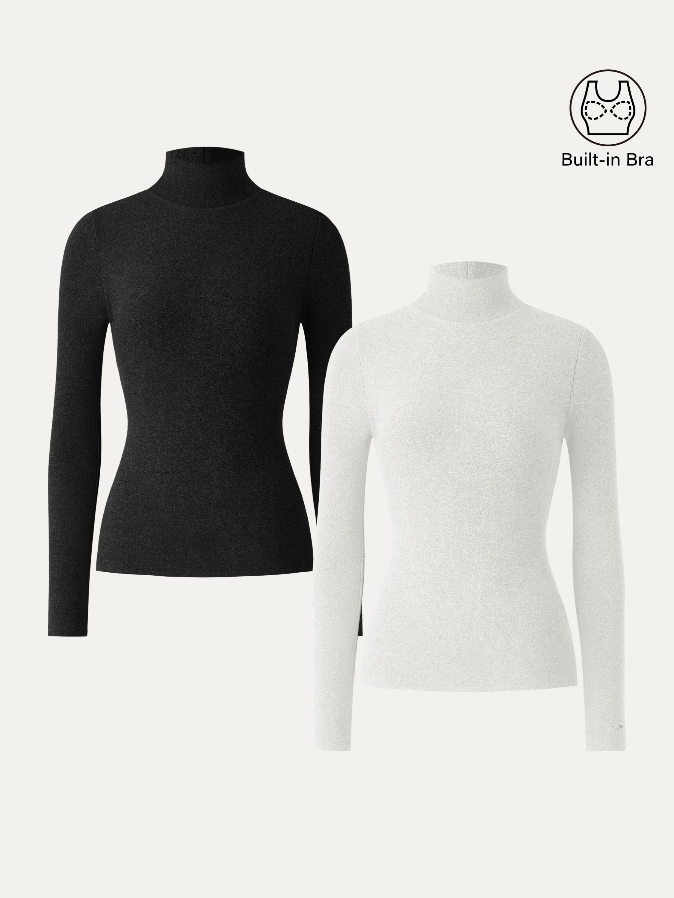 MaxWarm Turtleneck Long Sleeve Brami Heather Black – Women > Tops > Bra Tops | FormaLuxe