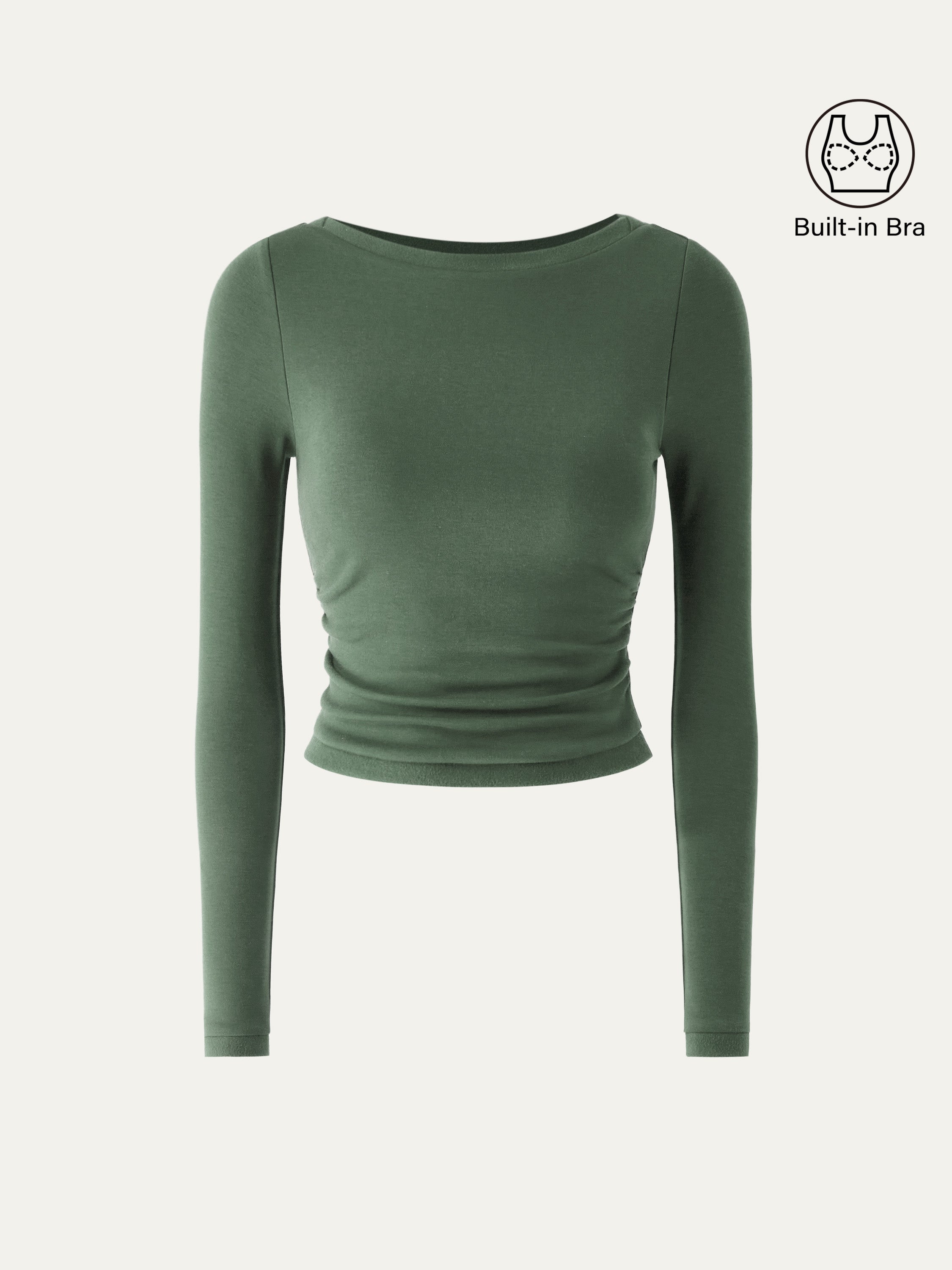Boatneck Long Sleeve Brami Top Moss – Women > Tops > Bra Tops | FormaLuxe