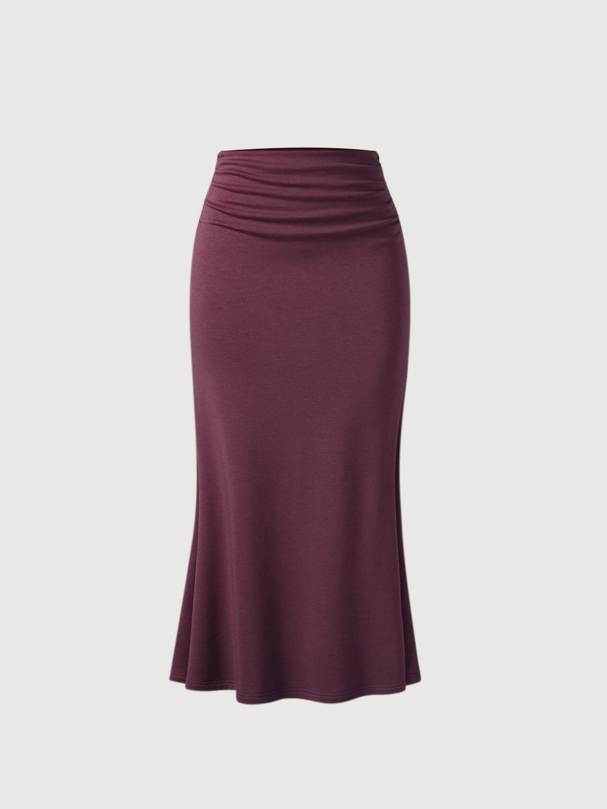 Jupe maxi sirène à côté froncé - Intérieur brossé Moss – Femmes > Bas > Jupes | FormaLuxe
