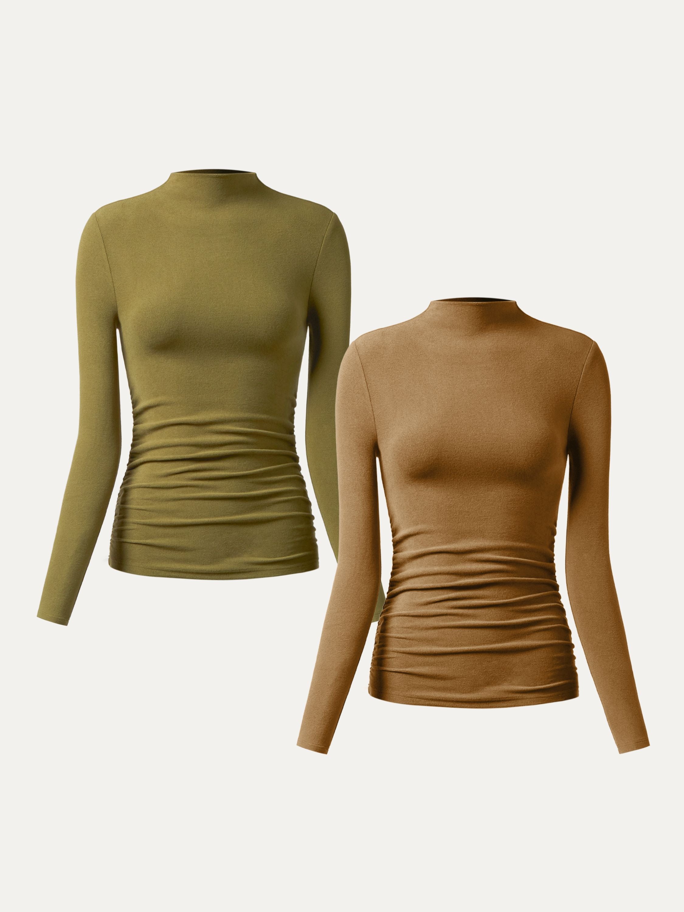 Top à col montant et côtés froncés Eco-Mousse® Off White/Dusk Blue – Femmes > Hauts > Chemises&Hauts | FormaLuxe