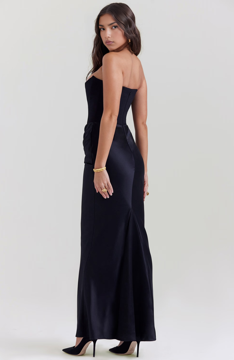 Tessa | Trägerloses Maxikleid Black | FormaLuxe