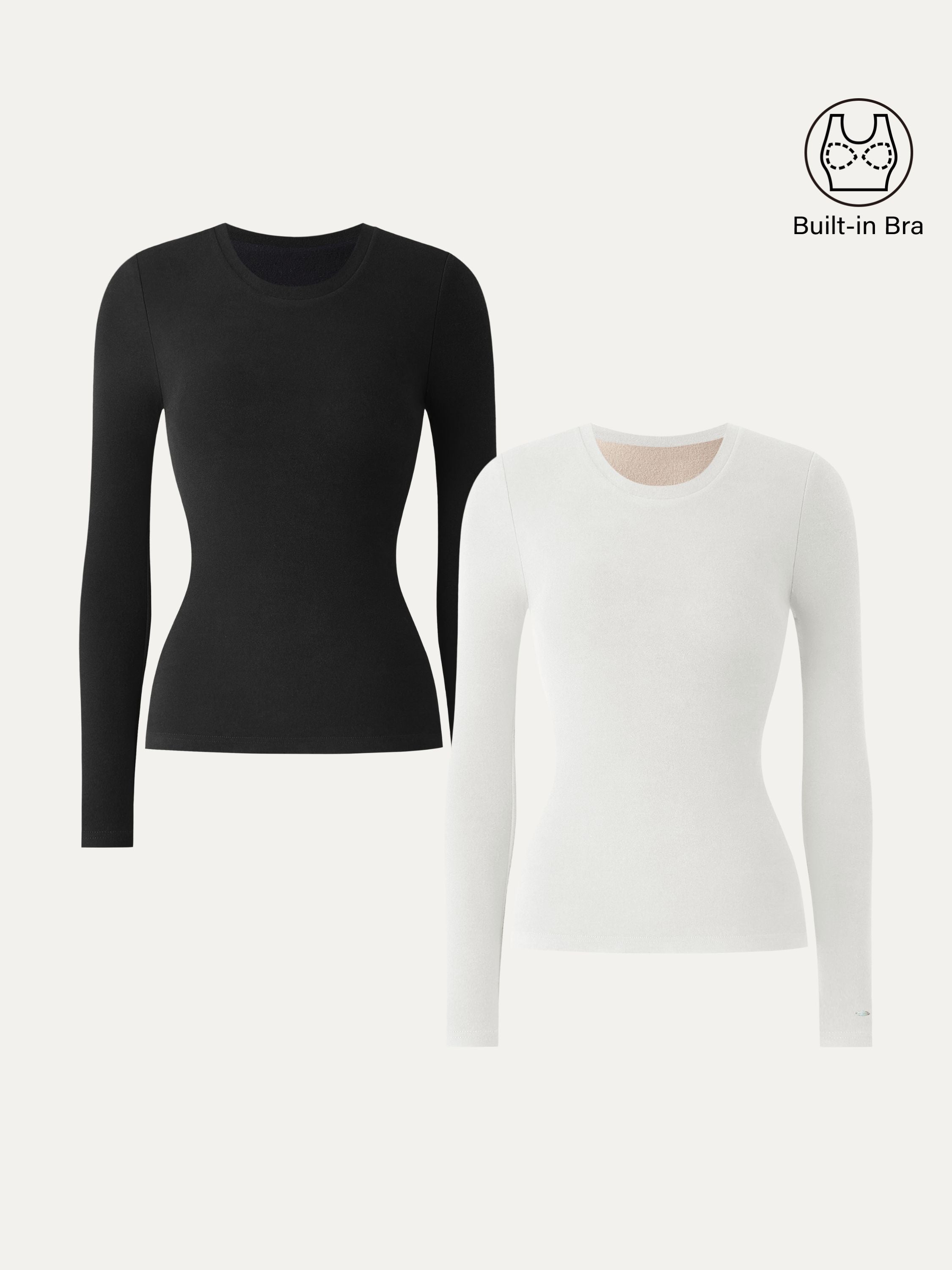 MaxWarm Crewneck Long Sleeve Brami Smoky Navy – Women > Tops > Bra Tops | FormaLuxe