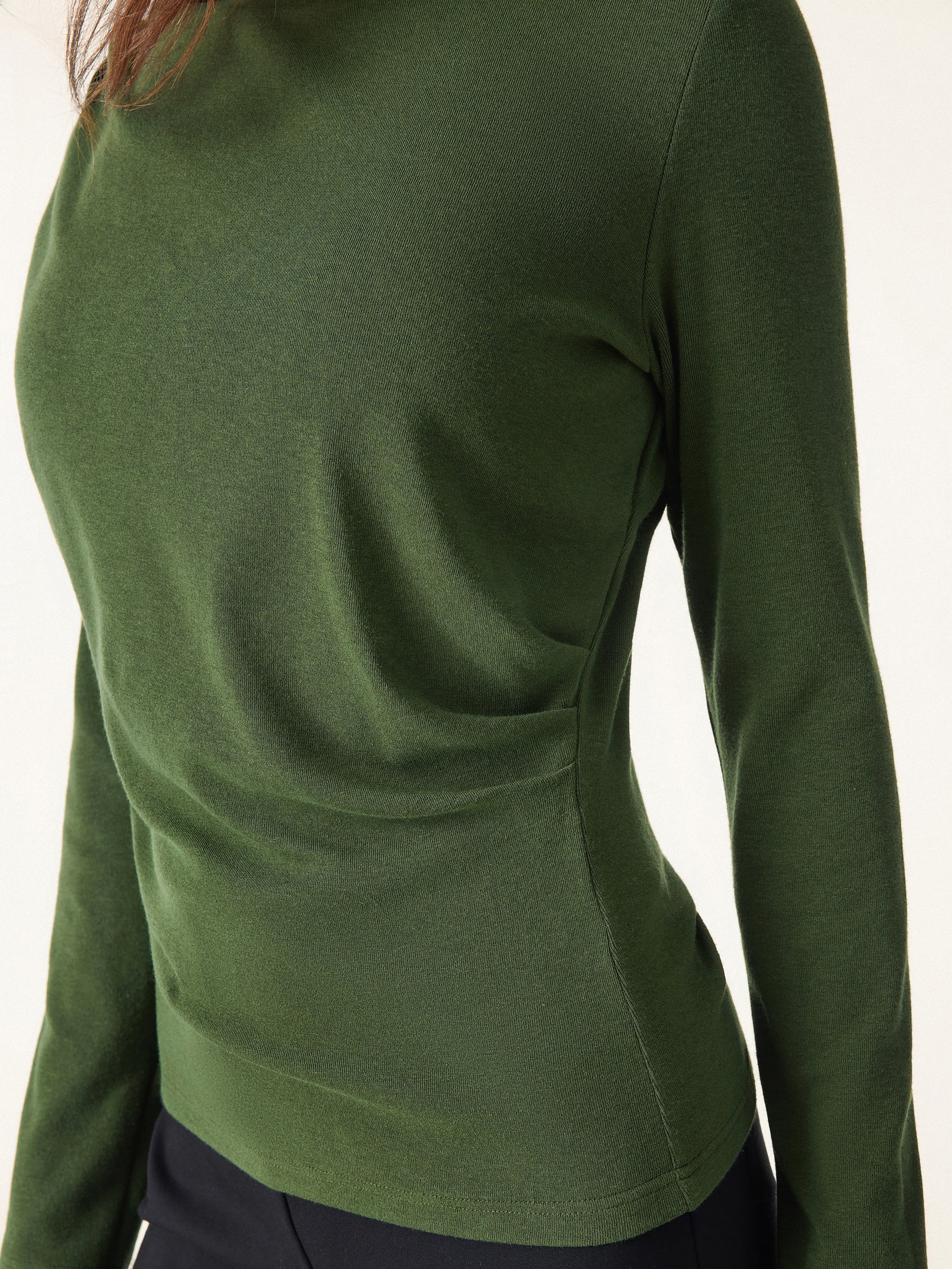 Light Warm Crewneck Tucked Top Moss Olive – Women > Tops > Shirts&Tops | FormaLuxe