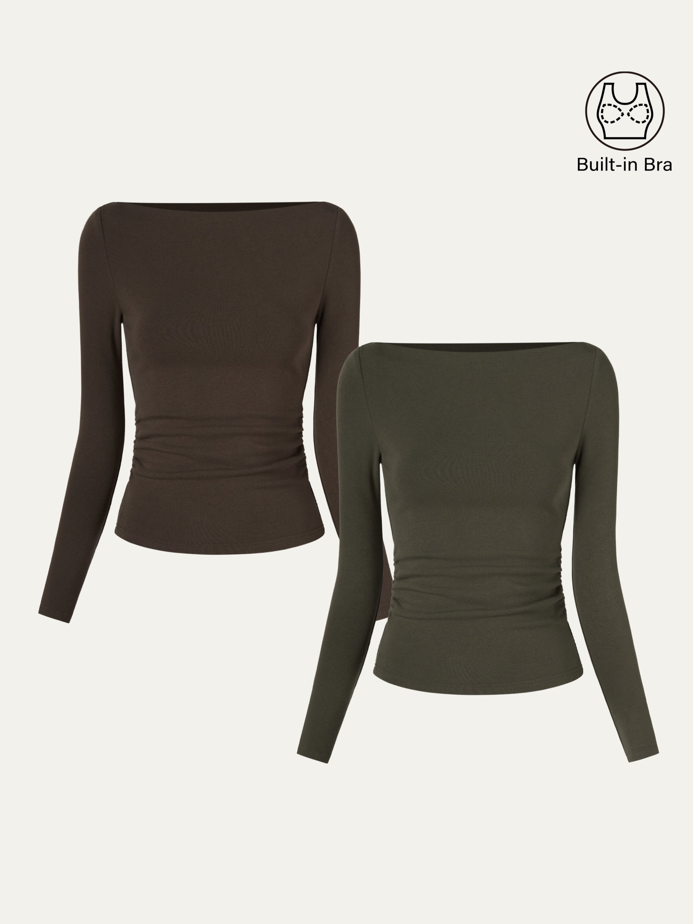 2Pcs Set Modern Side Ruched Boatneck Brami Top Morning Mist/Sea Glass – Women > Bundles&Sets > Bundles | FormaLuxe