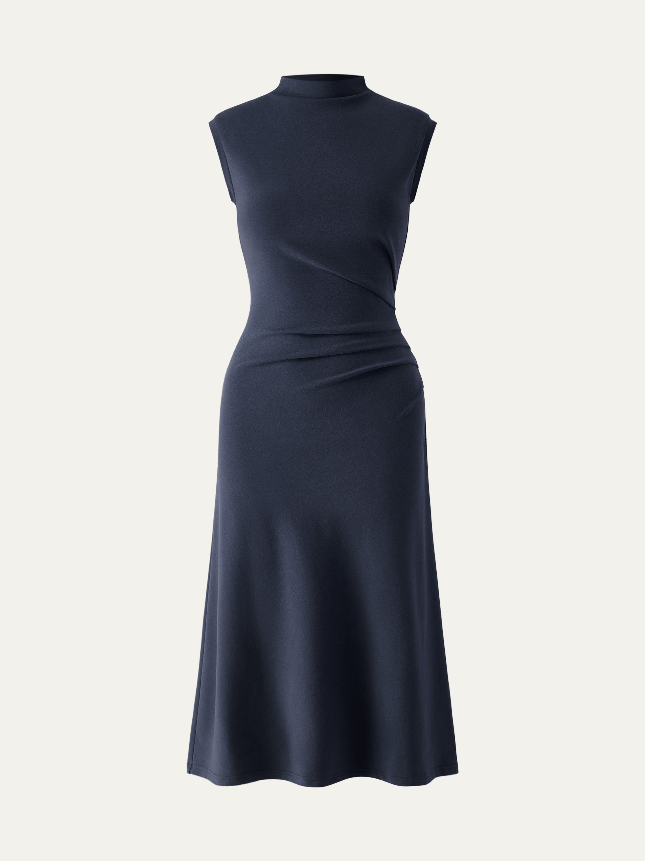 Mockneck Tucks Midi Dress Hazelnut Coco – Women > Dresses > Midi Dresses | FormaLuxe