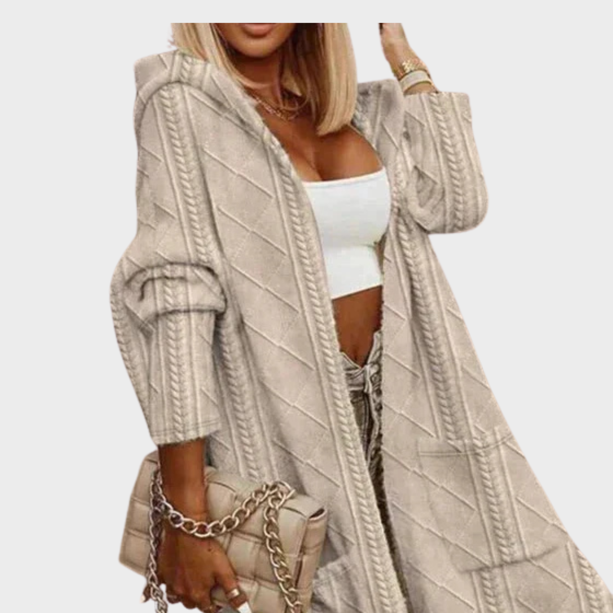Johani | Langer Kapuzencardigan Beige – #1784 Johani | FormaLuxe