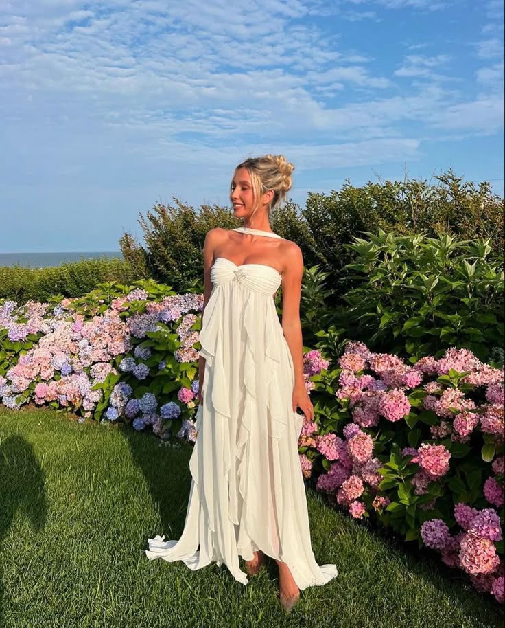 Collins | Rüschen-Maxikleid ohne Träger Pink | FormaLuxe