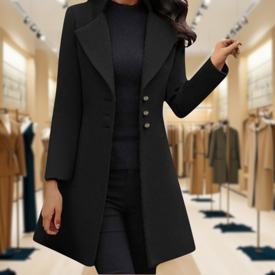 Venzi | Langarmmantel Schwarz – Coat | FormaLuxe