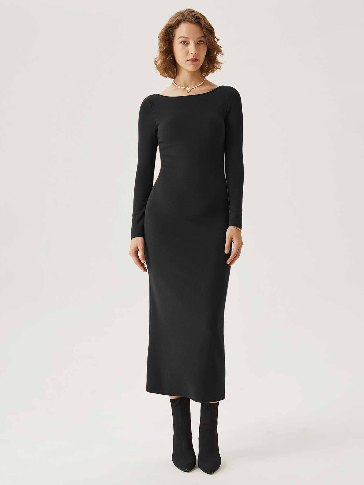 Robe midi Brami à dos ouvert Eco-Mousse® Black – Femmes > Robes > Robes midi | FormaLuxe