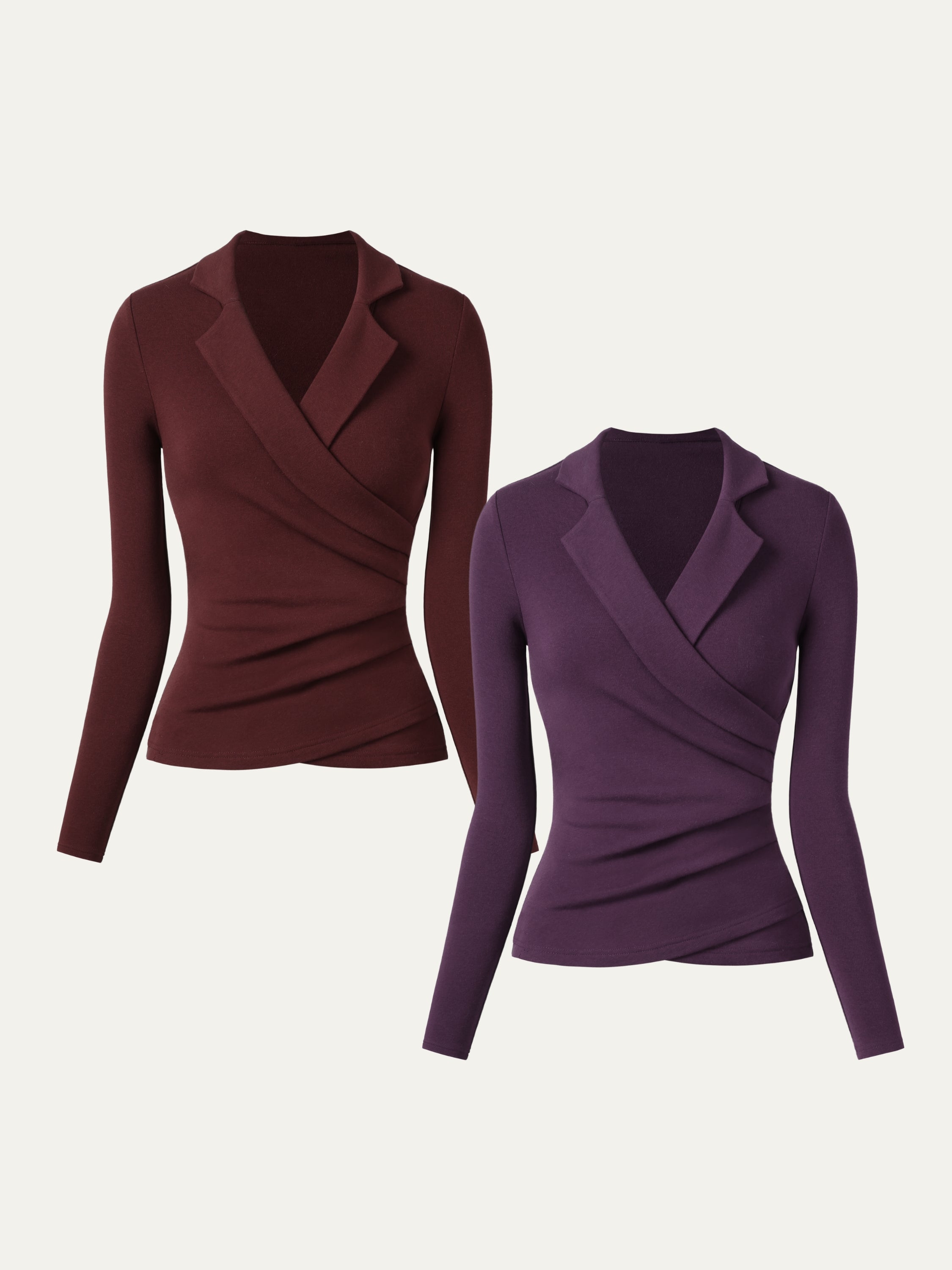 2-Piece Set Collared Surplice Top