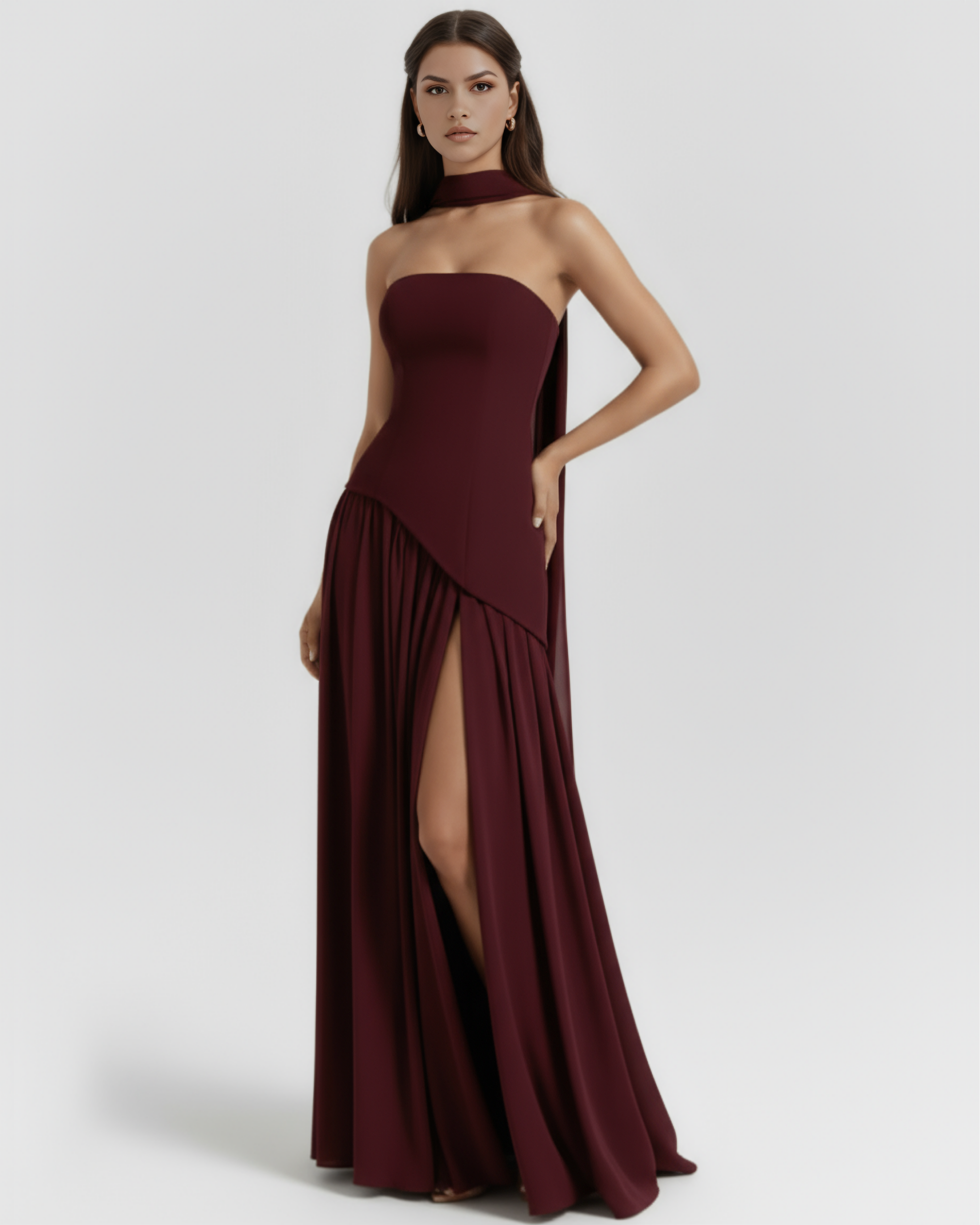 Deau Maxikleid Weinrot – Core Gown Length Dress | FormaLuxe