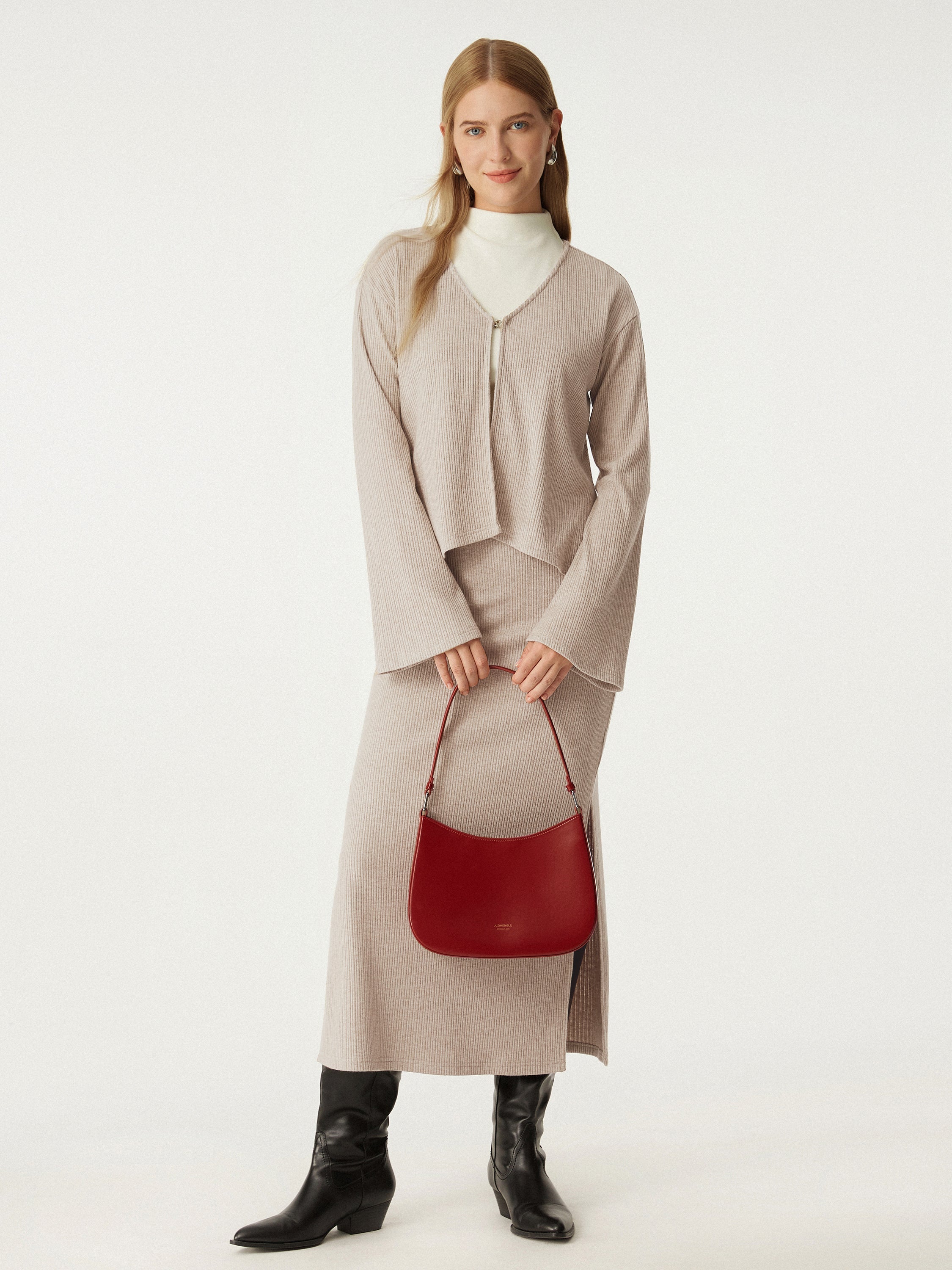 V Neck Flare Long Sleeve Cardigan Heather Mist – Women > Tops > Shirts&Tops | FormaLuxe