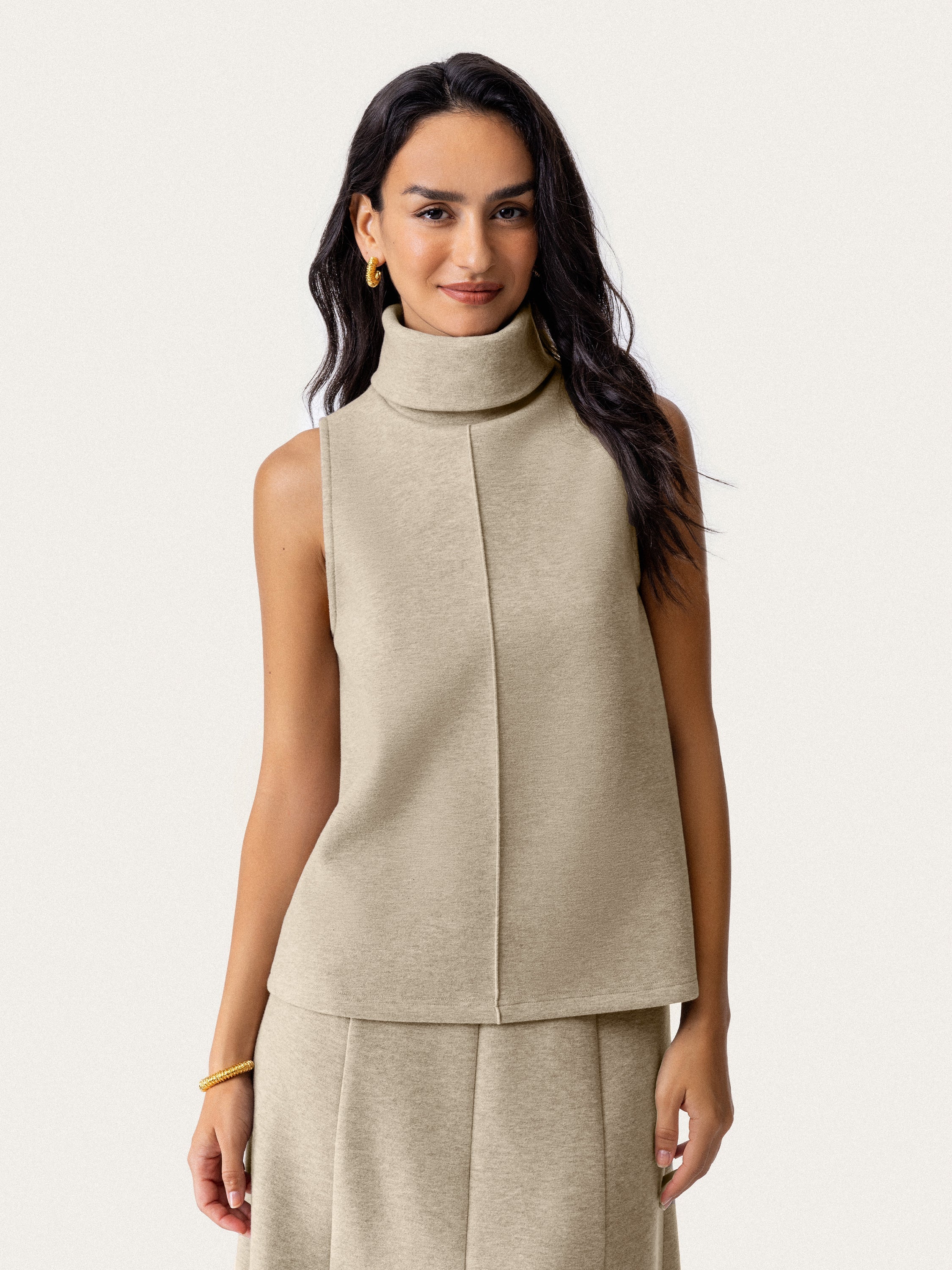 Turtle Neck Split Hem Top Heather Morganite – Women > Tops > Shirts&Tops | FormaLuxe