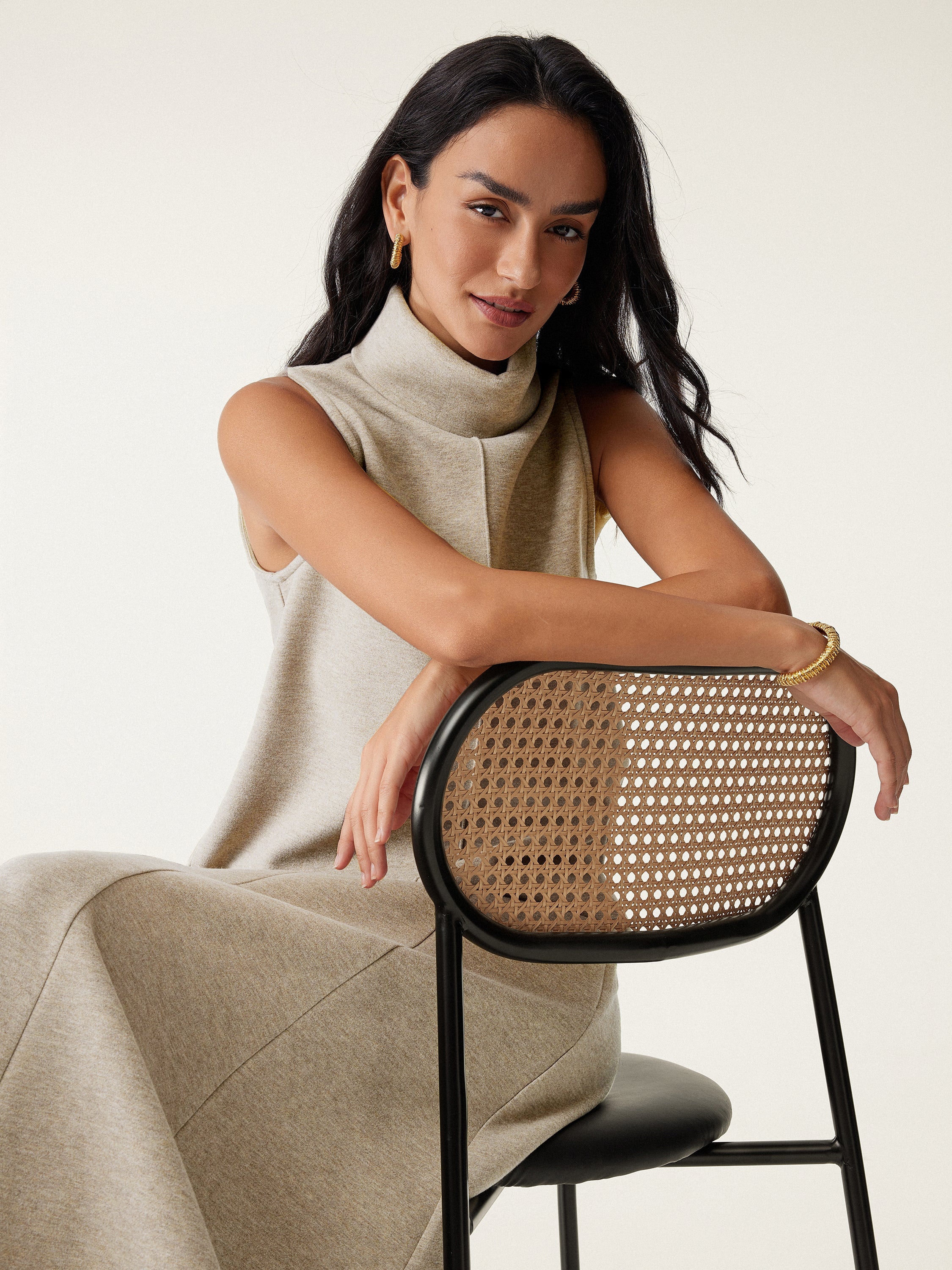 Turtle Neck Split Hem Top Heather Morganite – Women > Tops > Shirts&Tops | FormaLuxe