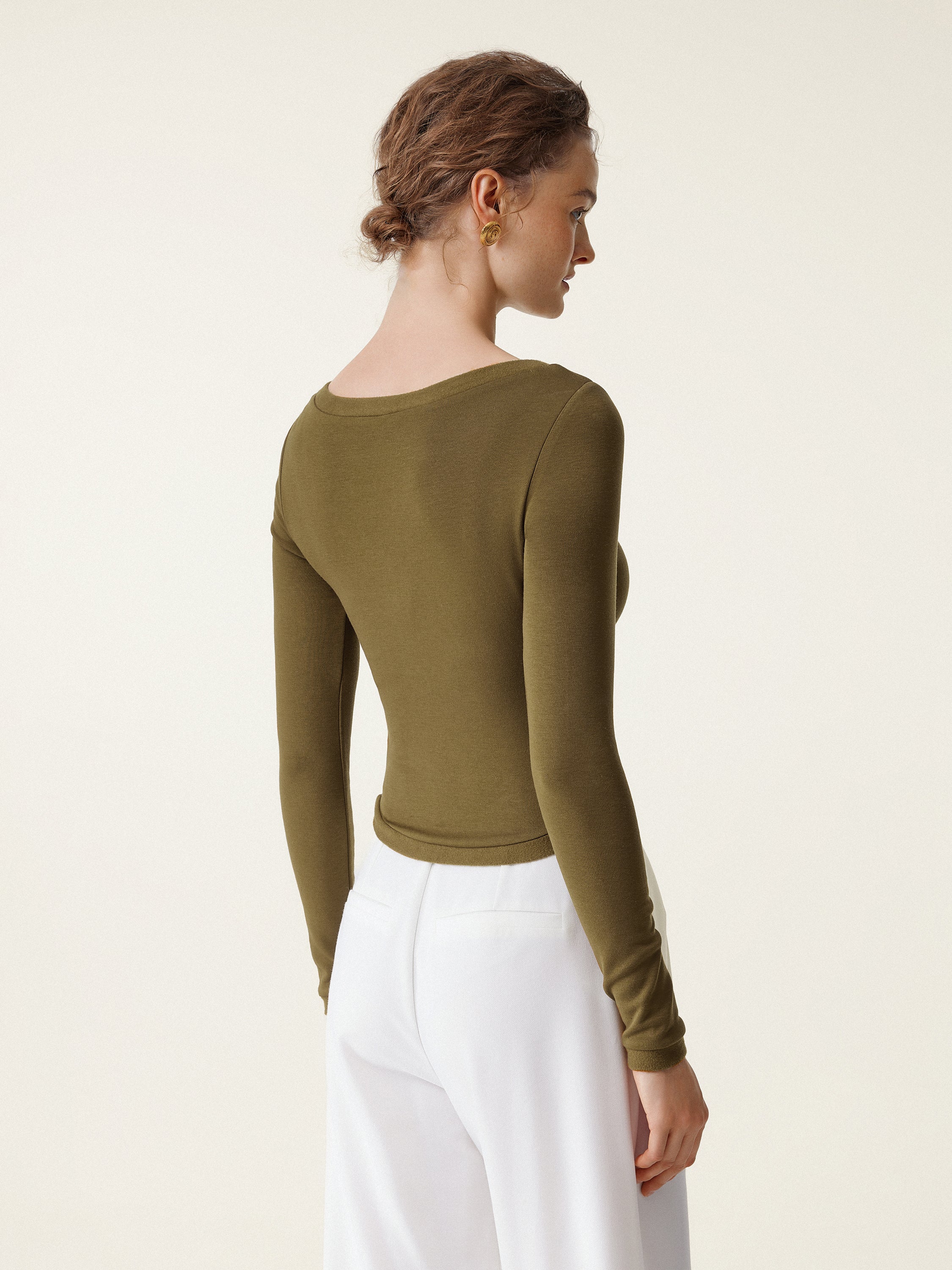 Boatneck Long Sleeve Brami Top Moss – Women > Tops > Bra Tops | FormaLuxe
