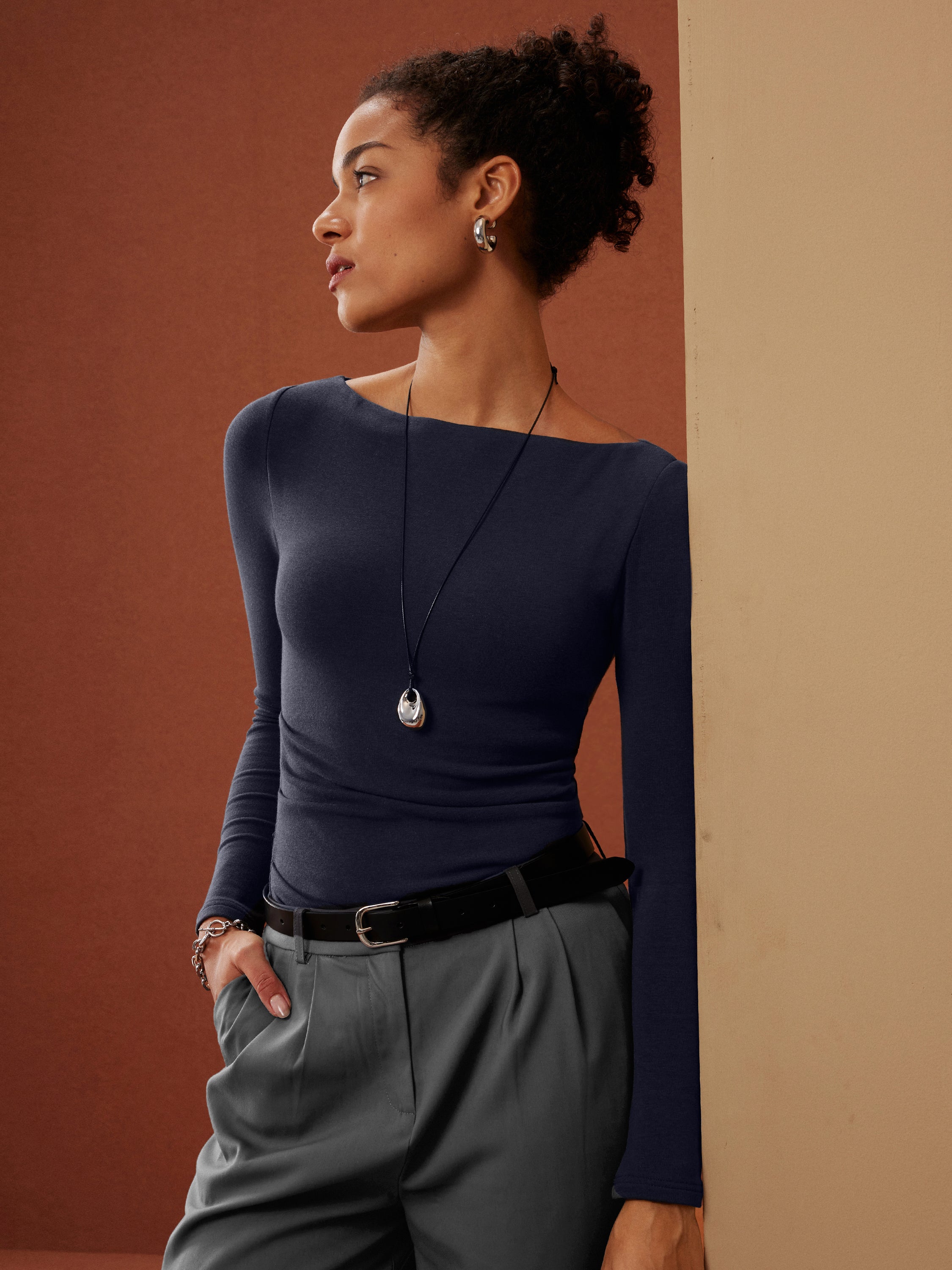 Haut Brami à col bateau Eco-Mousse® avec plis Espresso – Femmes > Hauts > Hauts de soutien-gorge | FormaLuxe