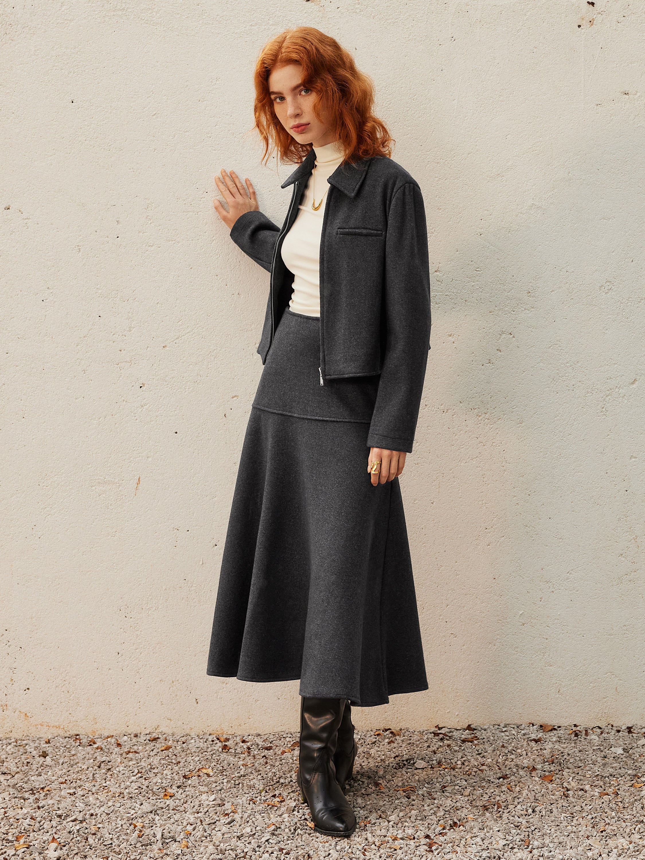 Jupe maxi évasée façon cachemire Ruby – Femmes > Bas > Jupes | FormaLuxe