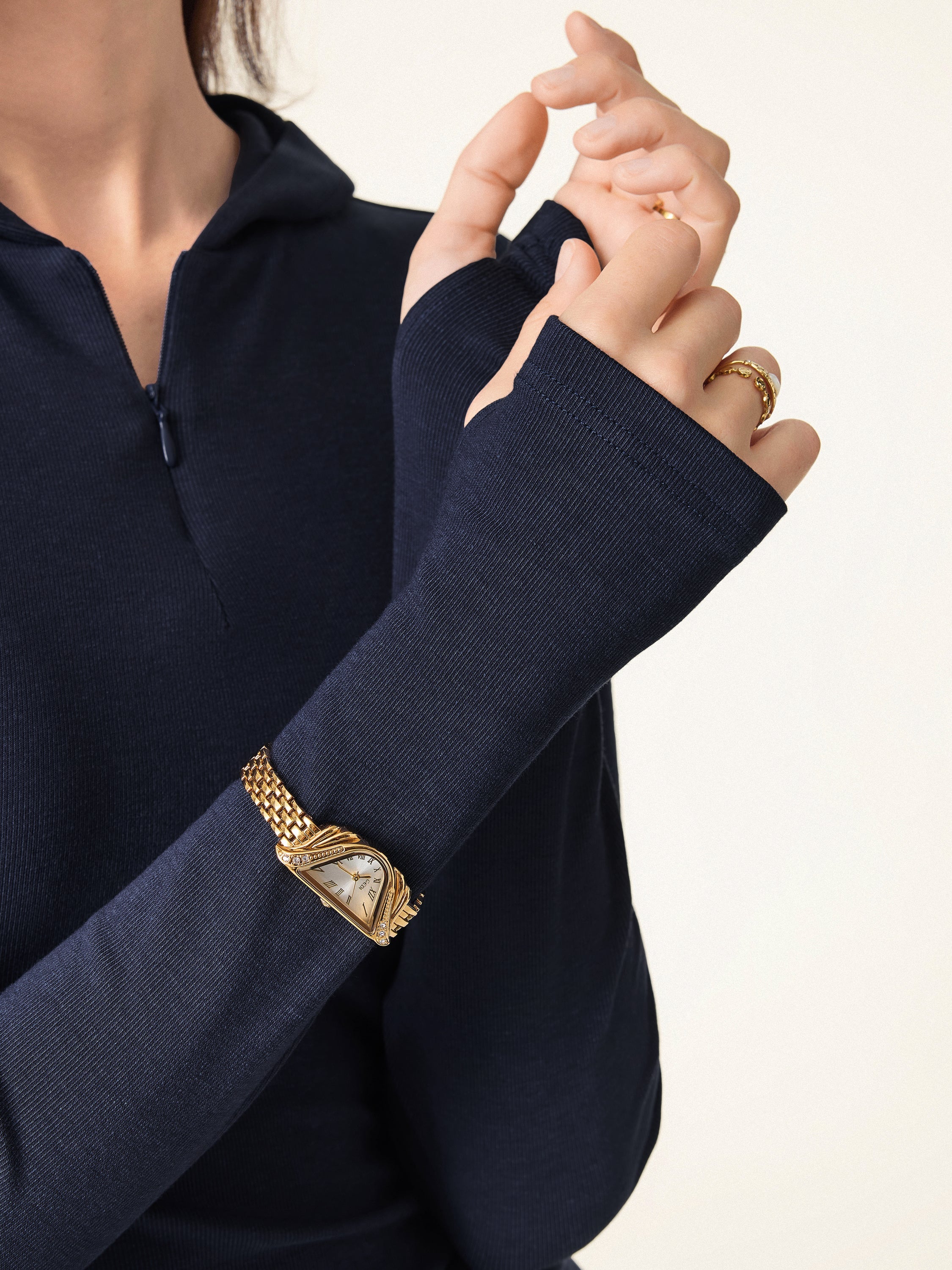Slim Fitted Quarter Zip Pullover Hoodie Navy – Women > Tops > Bra Tops | FormaLuxe
