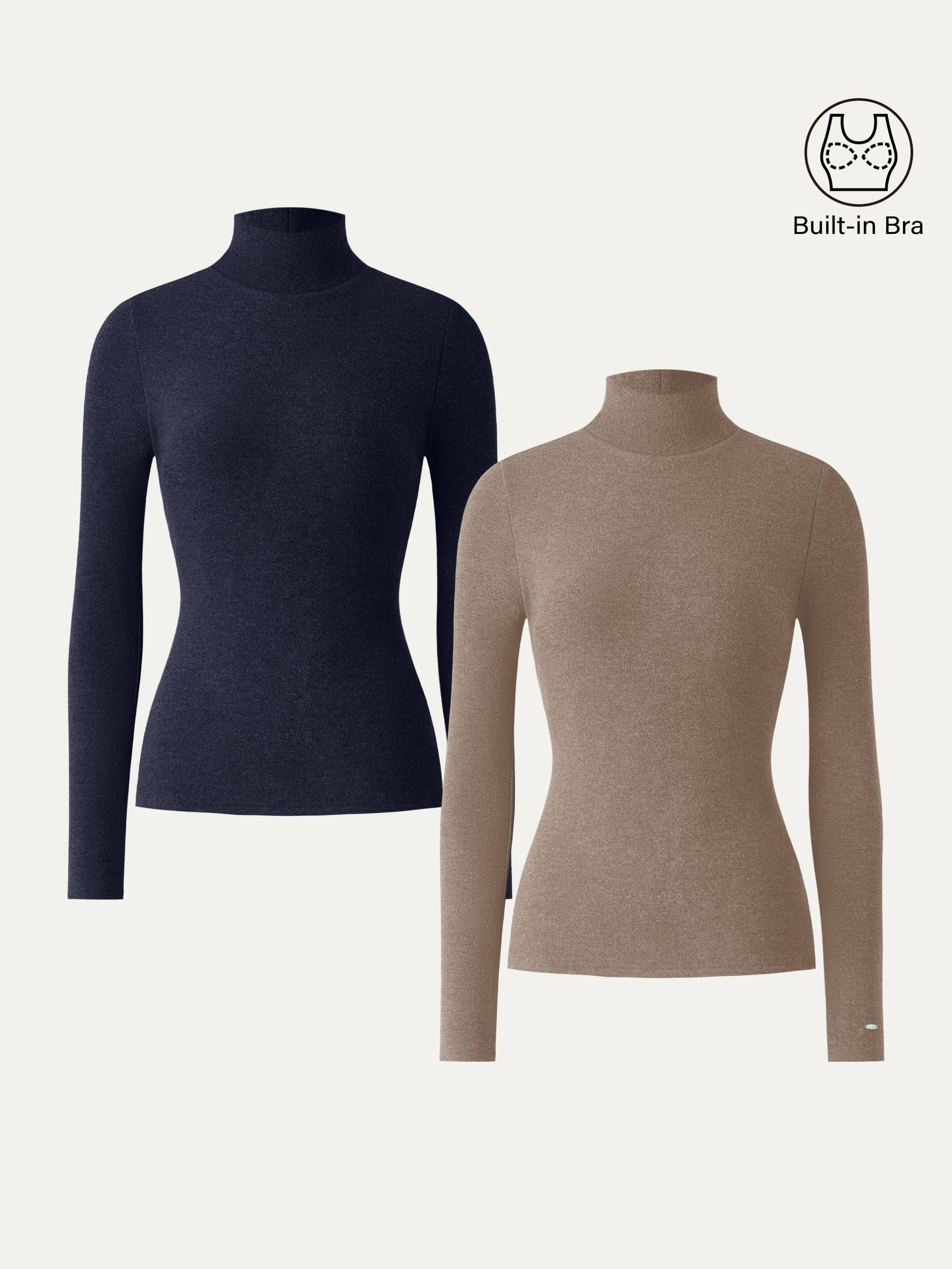 MaxWarm Turtleneck Long Sleeve Brami Heather Black – Women > Tops > Bra Tops | FormaLuxe