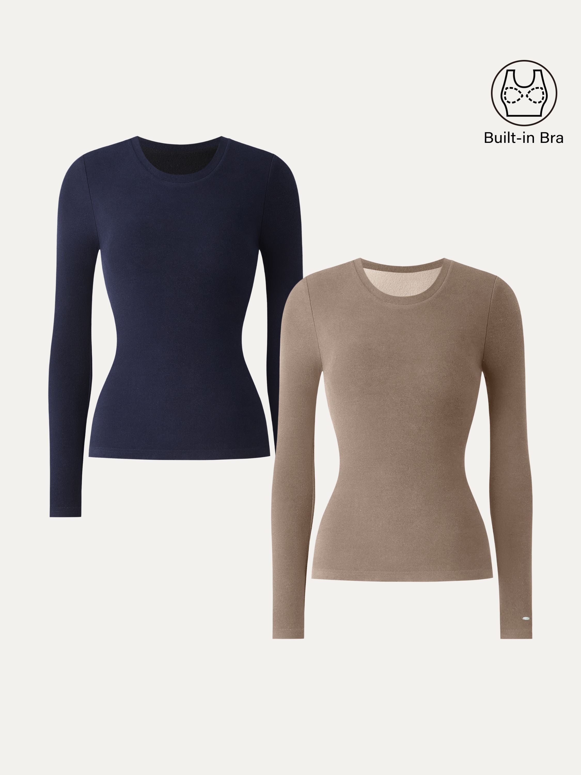 MaxWarm Crewneck Long Sleeve Brami Smoky Navy – Women > Tops > Bra Tops | FormaLuxe