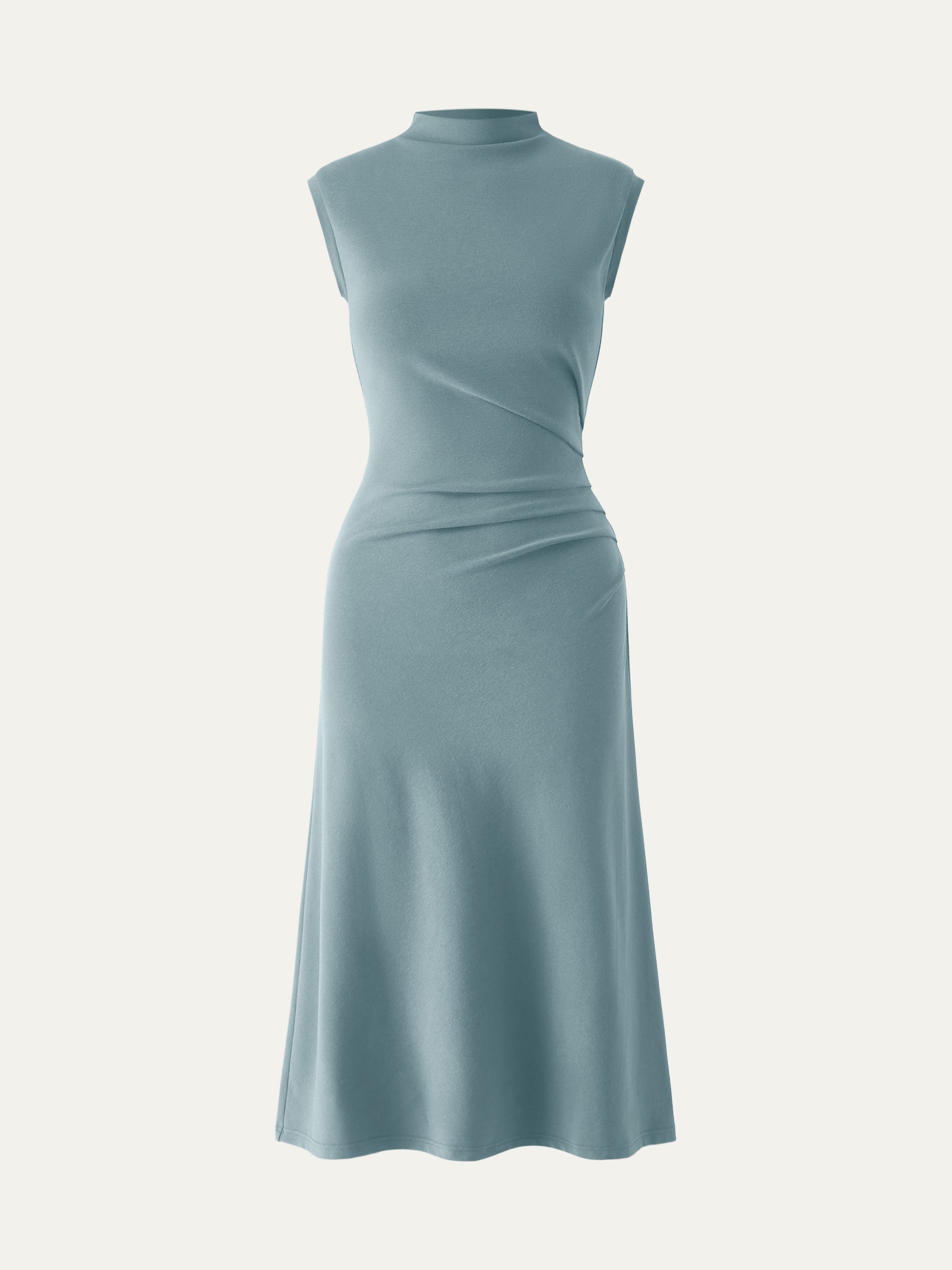 Mockneck Tucks Midi Dress Color – Women > Dresses > Midi Dresses | FormaLuxe