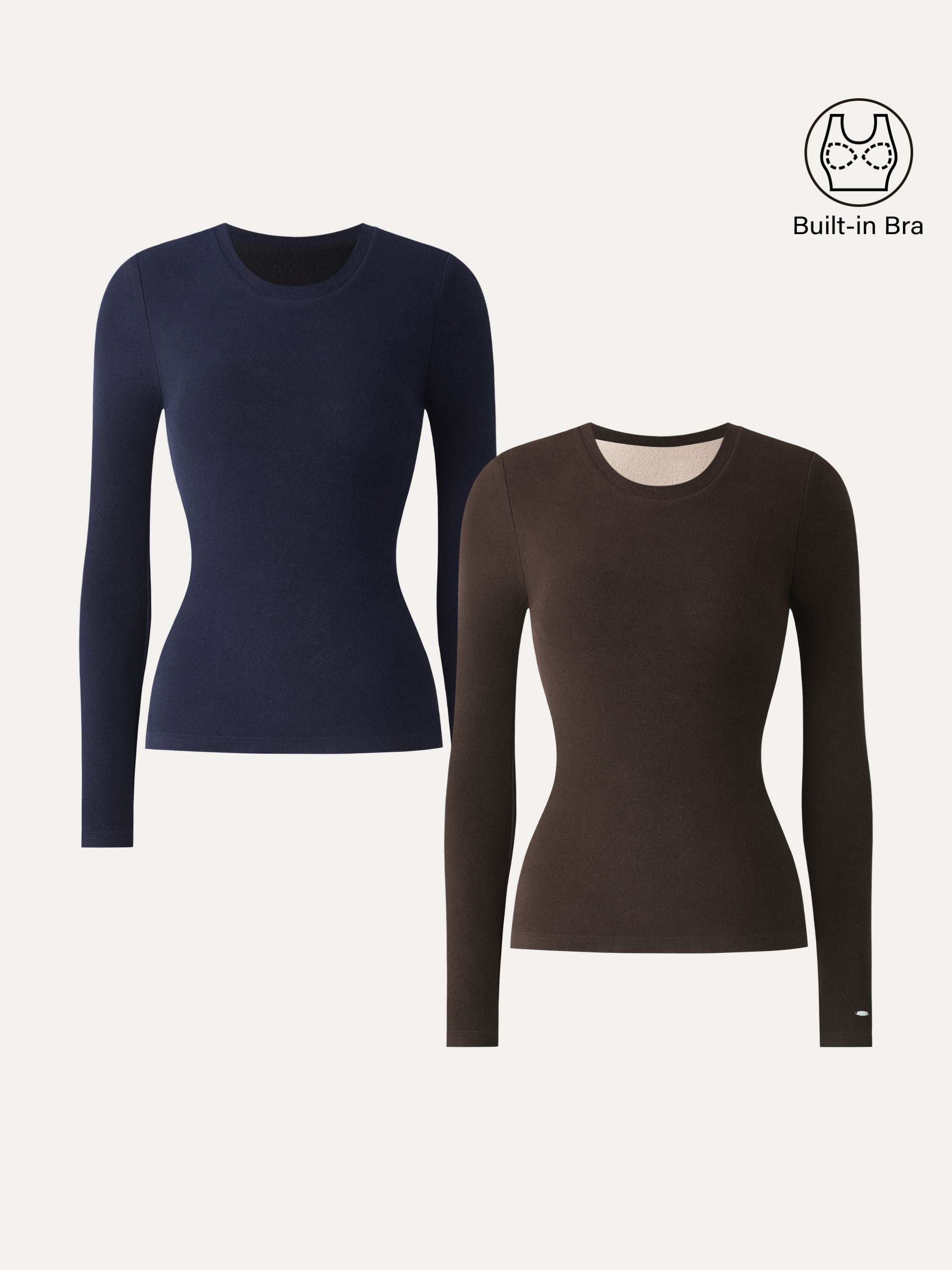 MaxWarm Crewneck Long Sleeve Brami Smoky Navy – Women > Tops > Bra Tops | FormaLuxe