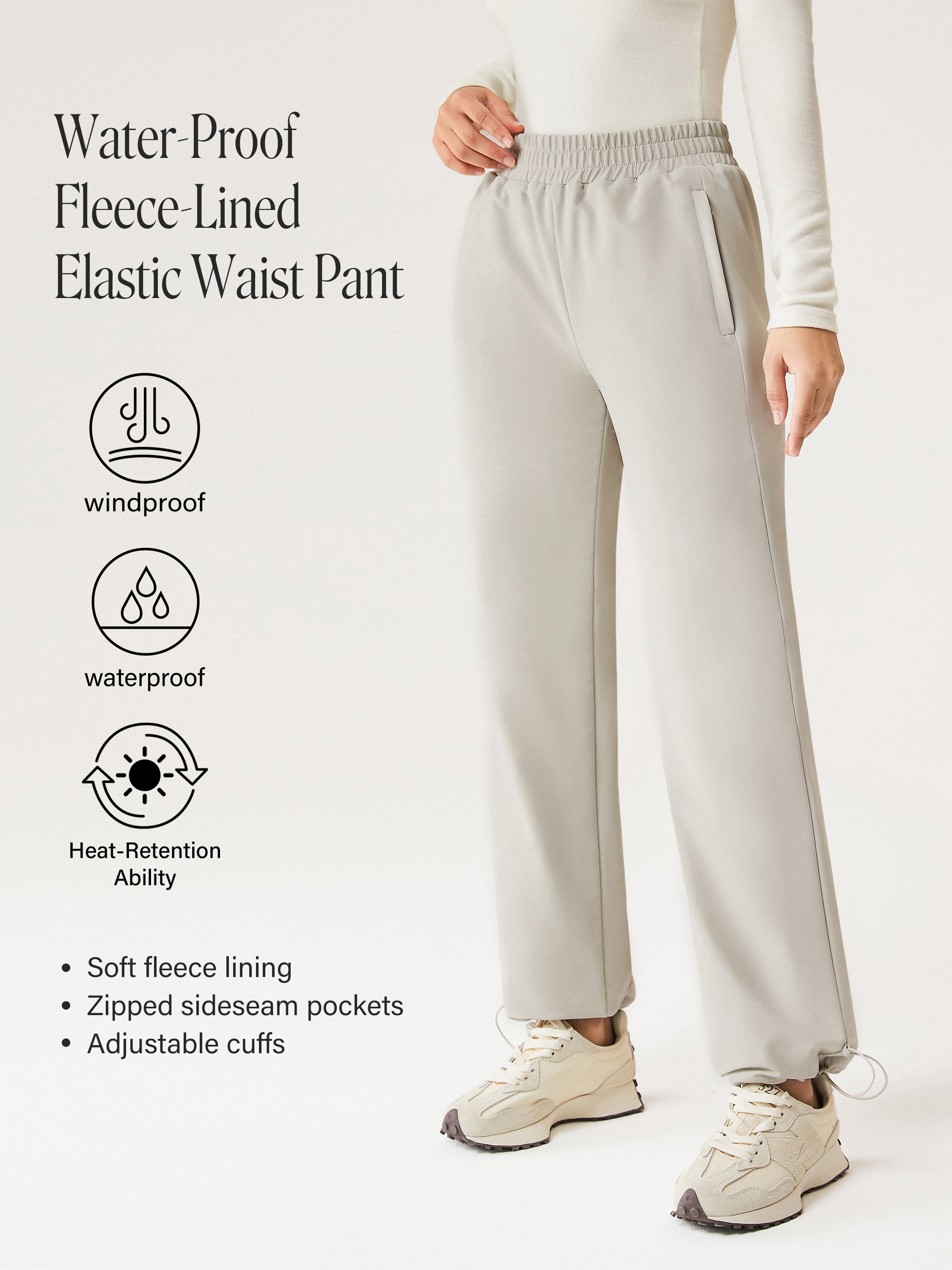 Pantalon à Taille Élastique Doublé en Polaire Imperméable Gainsboro – Femmes > Bas > Pantalons | FormaLuxe