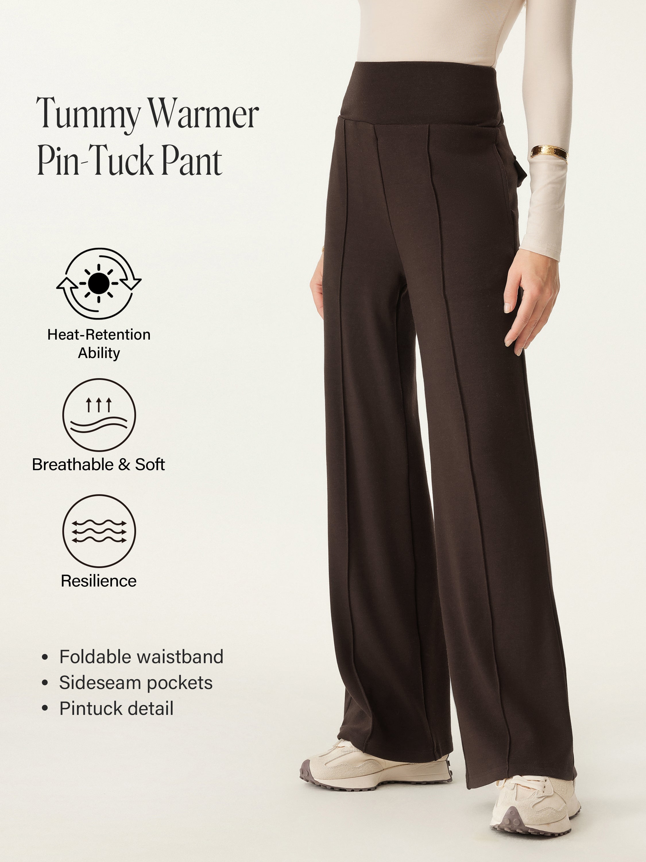 Tummy Warmer Pin-Tuck Pant Espresso Shut – Women > Bottoms > Pants | FormaLuxe
