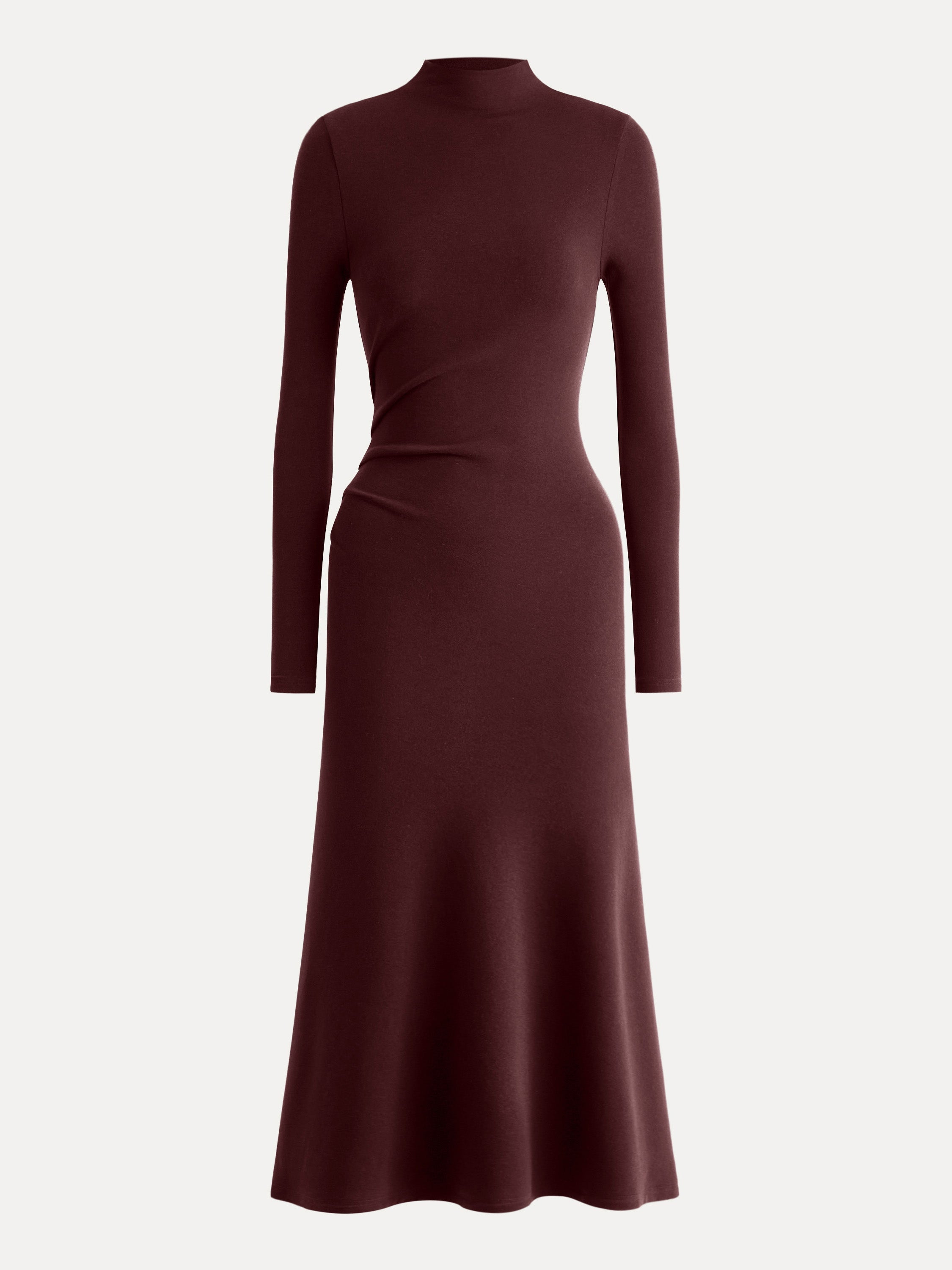 ProWarm Long Sleeves Mockneck Tucks Midi Dress Midnight Navy – Women > Dresses > Midi Dresses | FormaLuxe